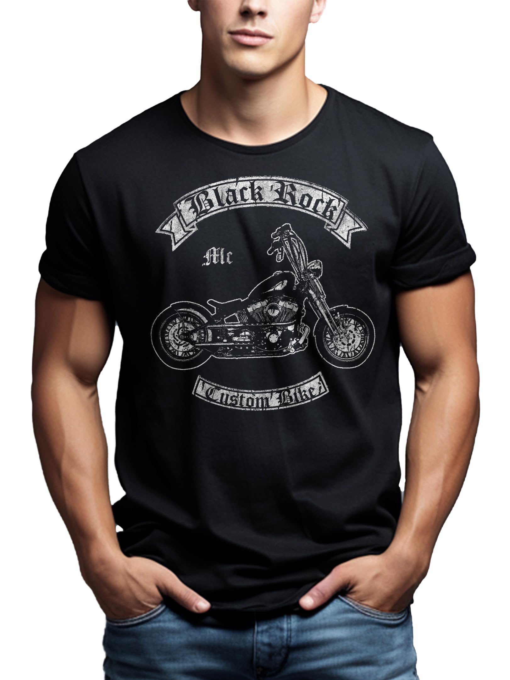 MAKAYA Moto maglietta uomo biker 100% cotone