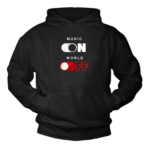 MAKAYA Music On World Off felpa cappuccio L streetwear DJ