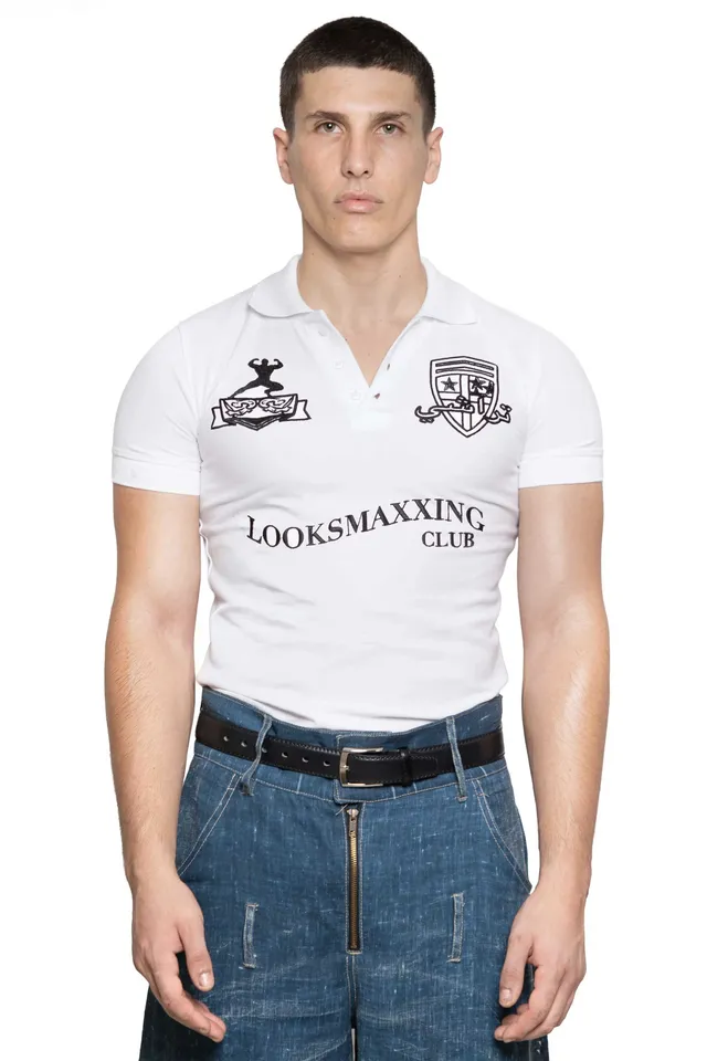 TRASHY CLOTHING Looksmaxxing Polo top bianco cotone