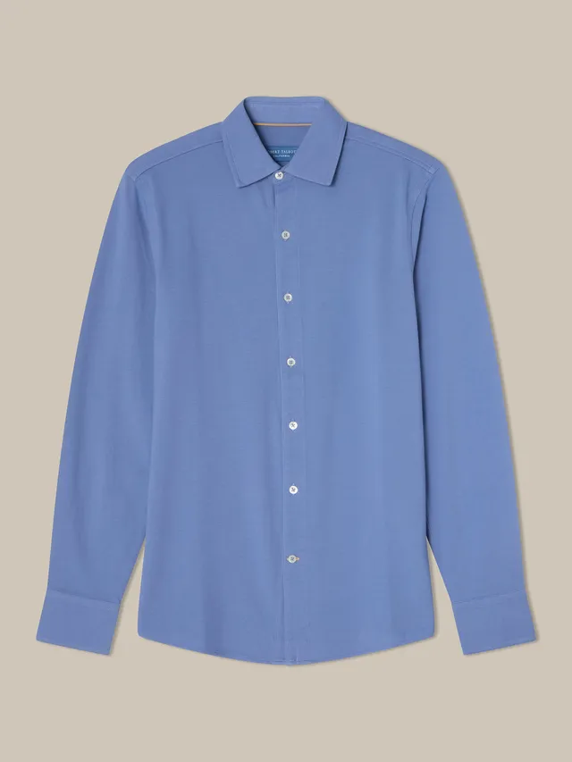 Robert Talbott Foster polo cotone blu manica lunga