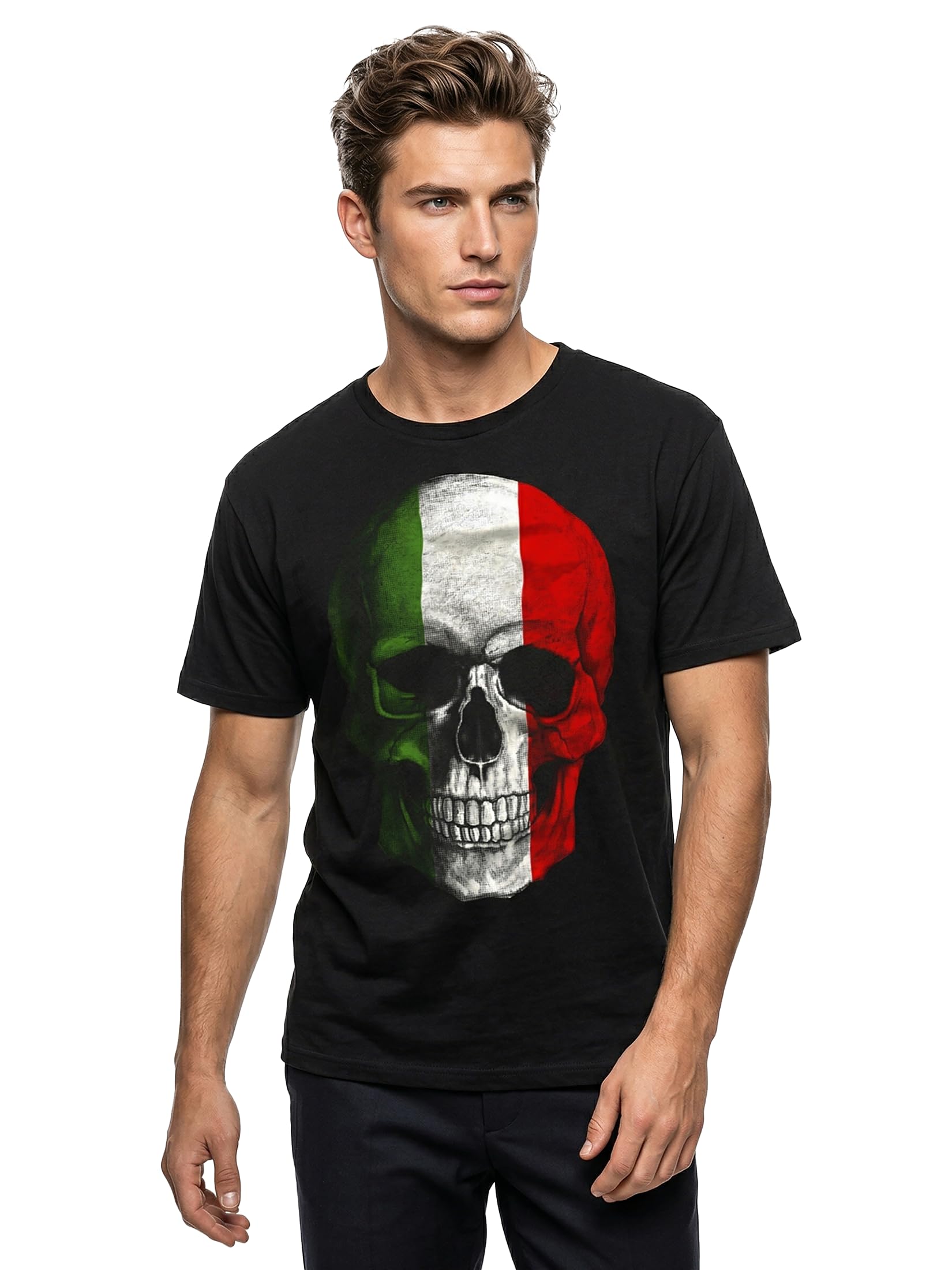 Makaya Teschio Bandiera Italia T-Shirt Uomo 4XL Cotone