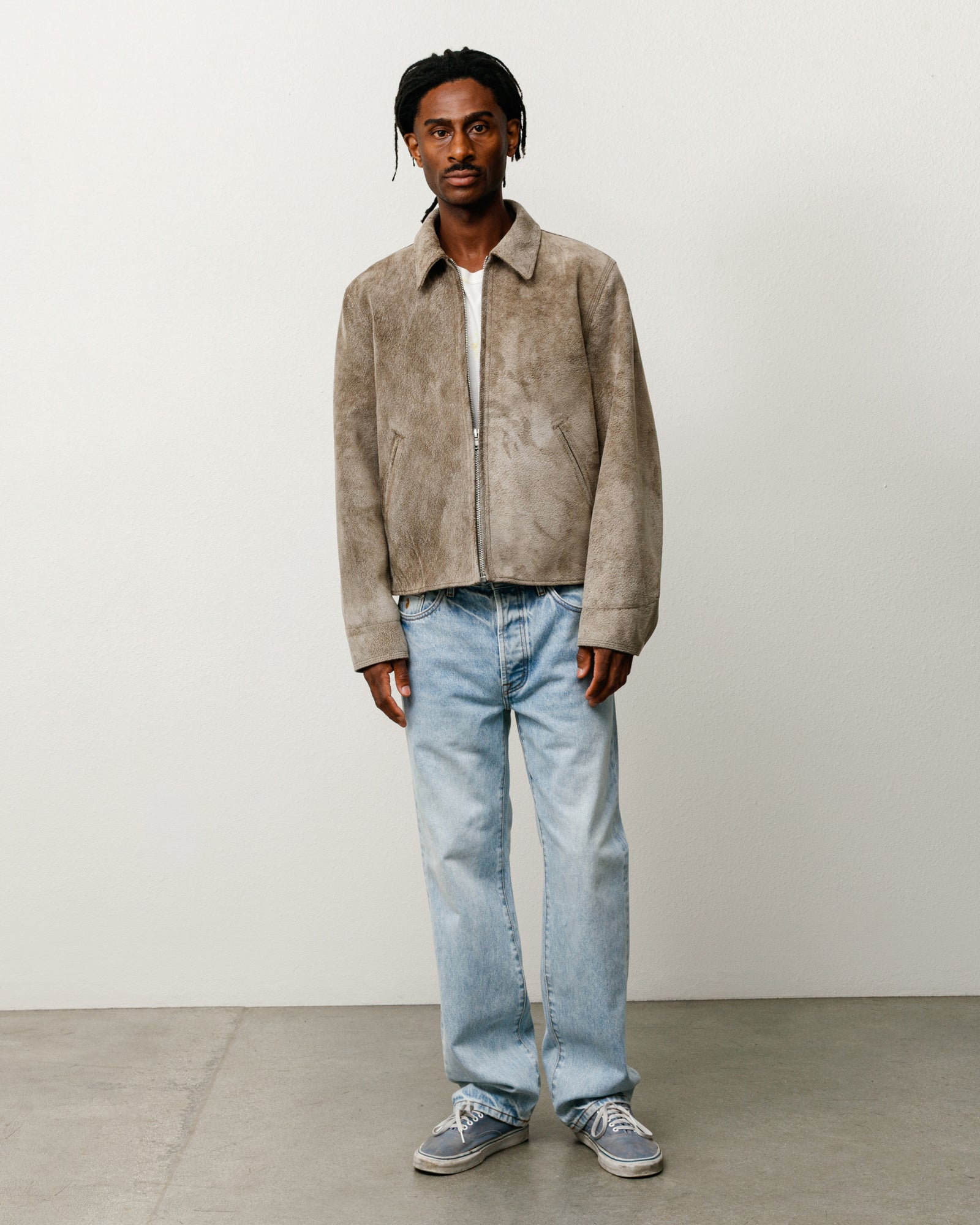 Stussy Garage Jacket giacca pelle suede trapuntata