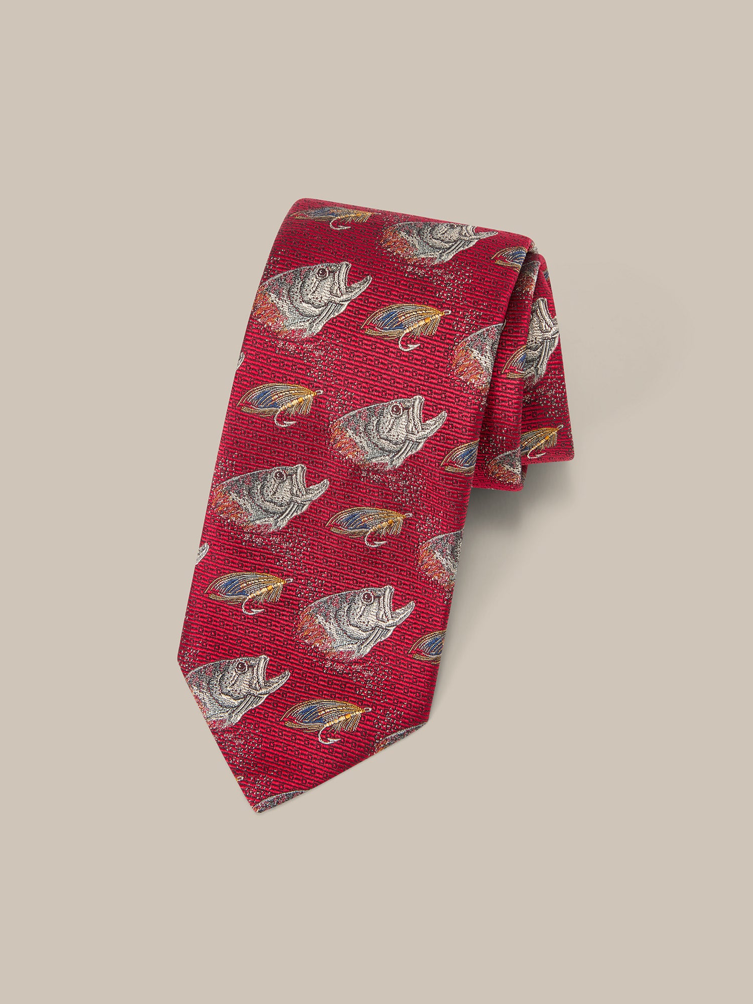 Robert Talbott Fish 97 Heritage cravatta seta rossa REG