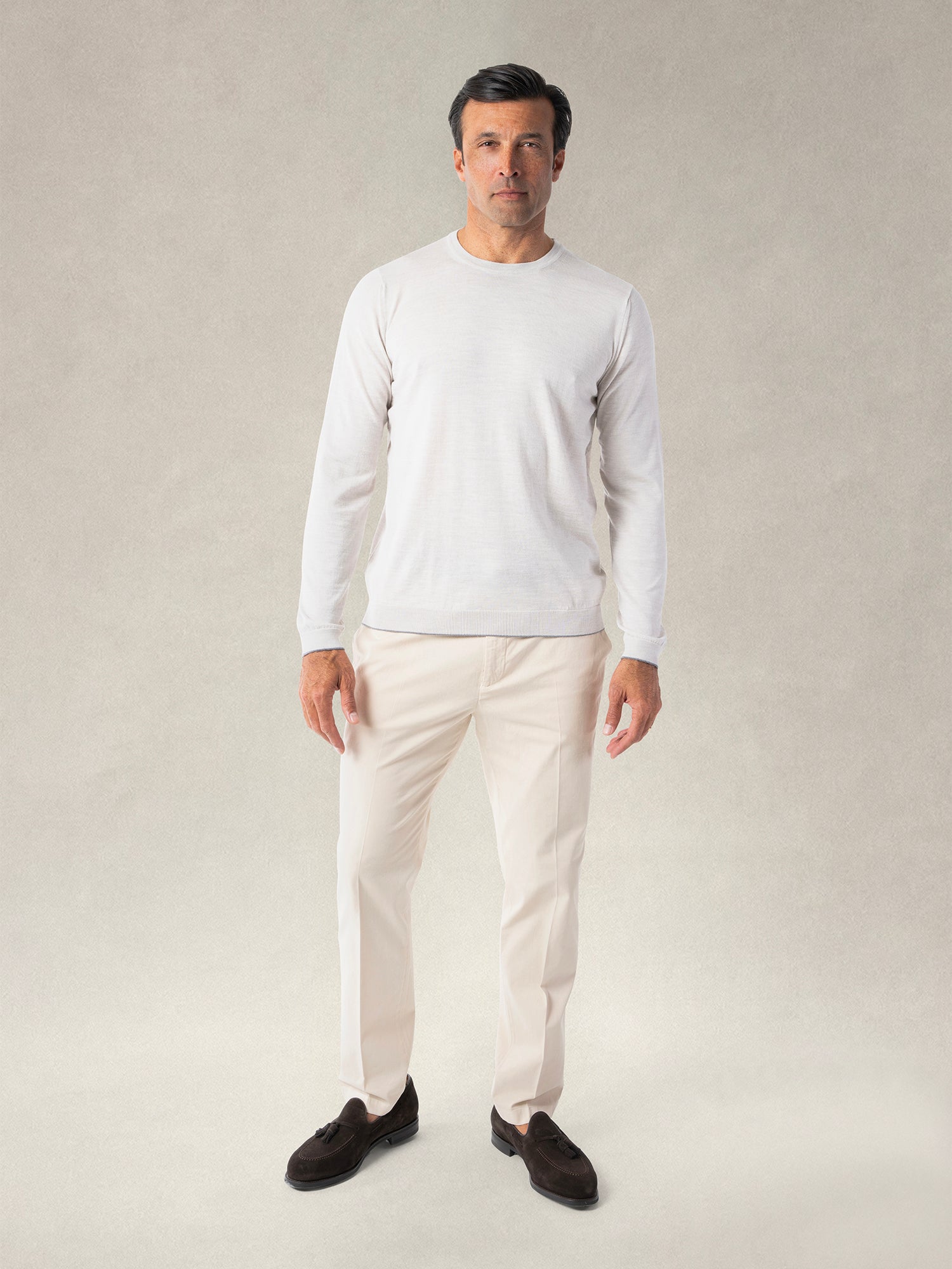 Robert Talbott Keaton maglione merino Oatmeal taglia L