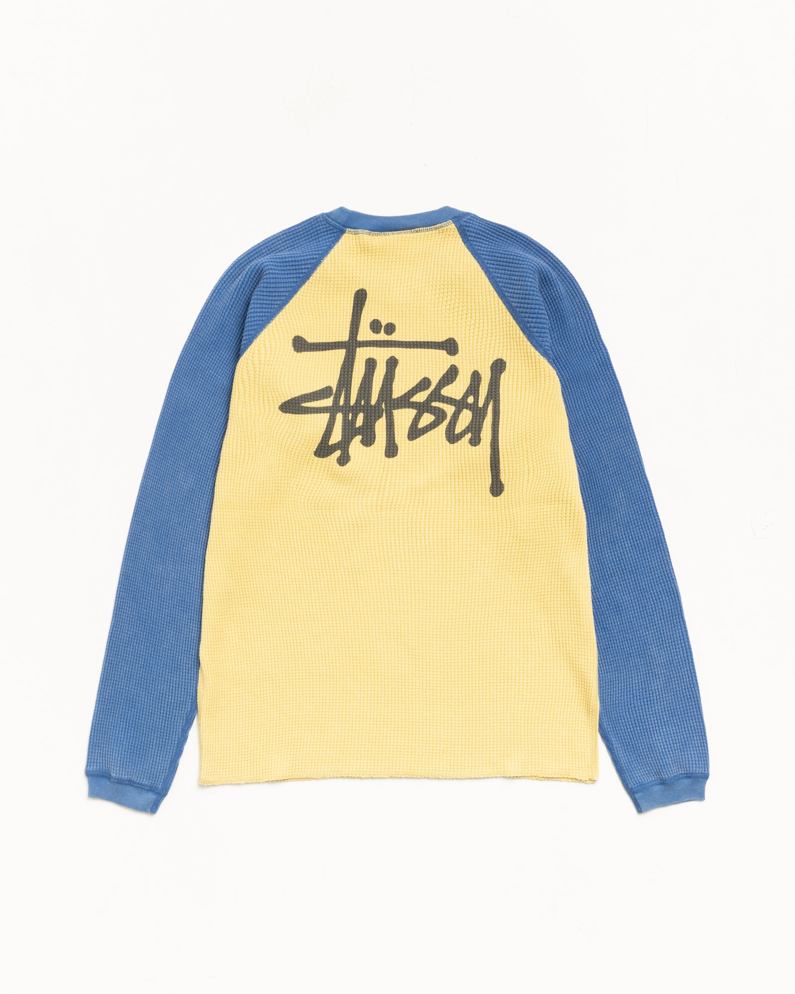 Stussy Thermal 2 Tone maglia termica gialla cotone