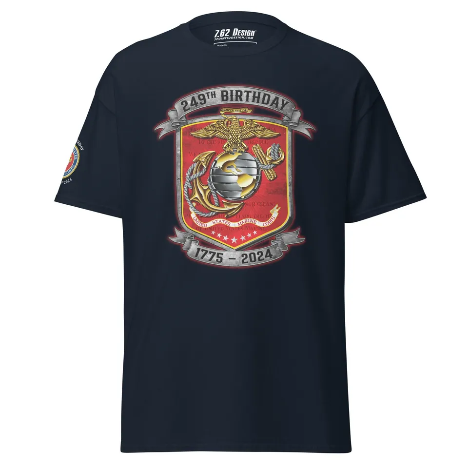 7.62 Design USMC 249th maglietta uomo nera cotone taglia L