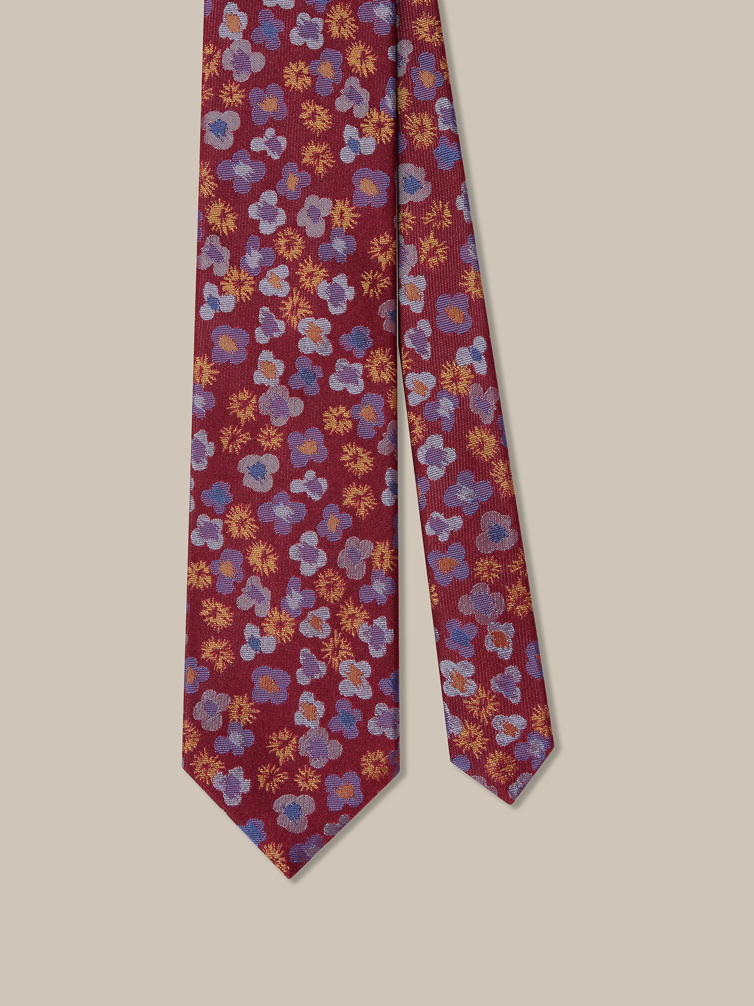 Robert Talbott Robert Cravatta Seta Fiori Rosso Multi