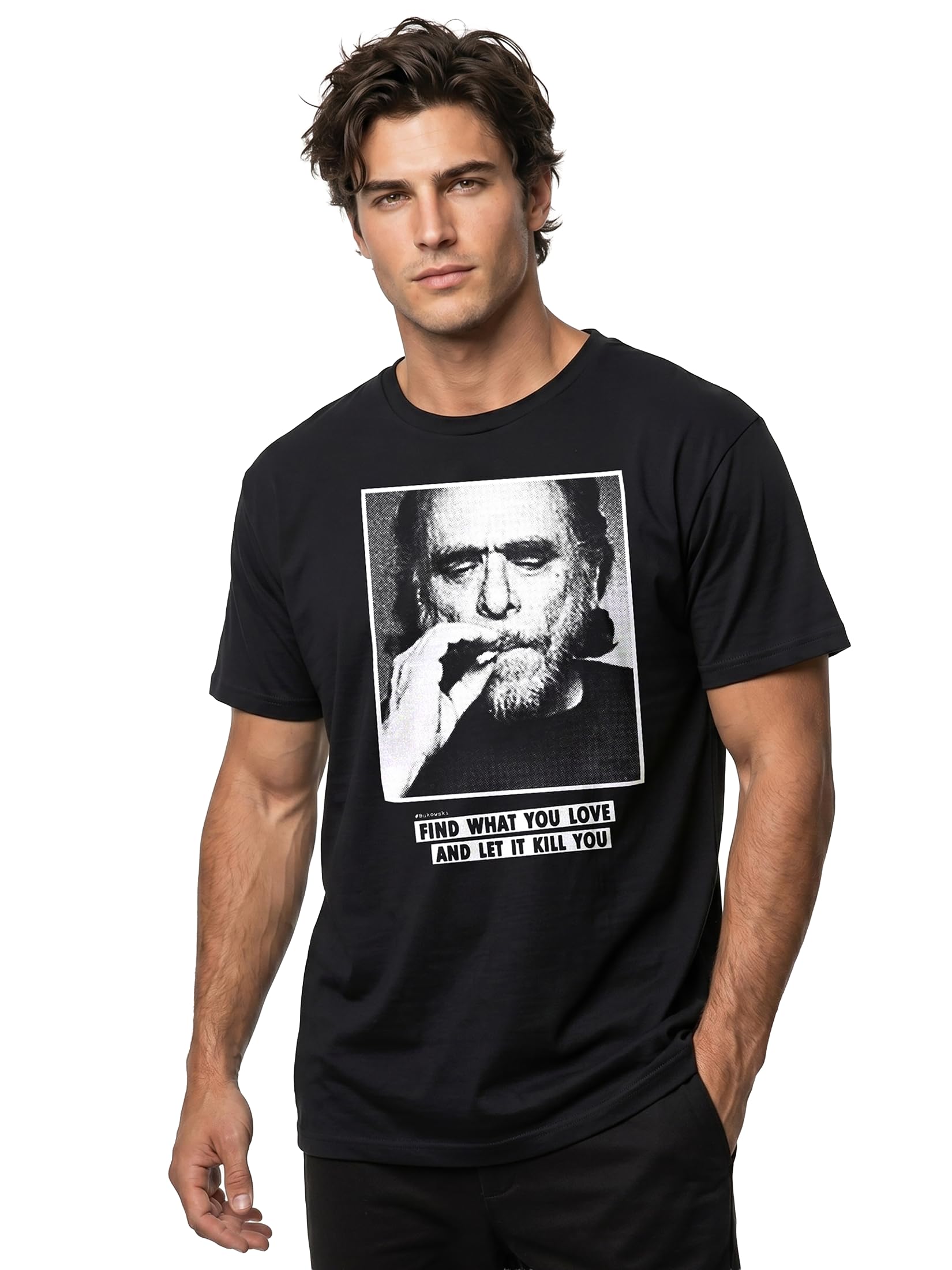 MAKAYA T-Shirt Uomo Bukowski maglietta S-5XL cotone