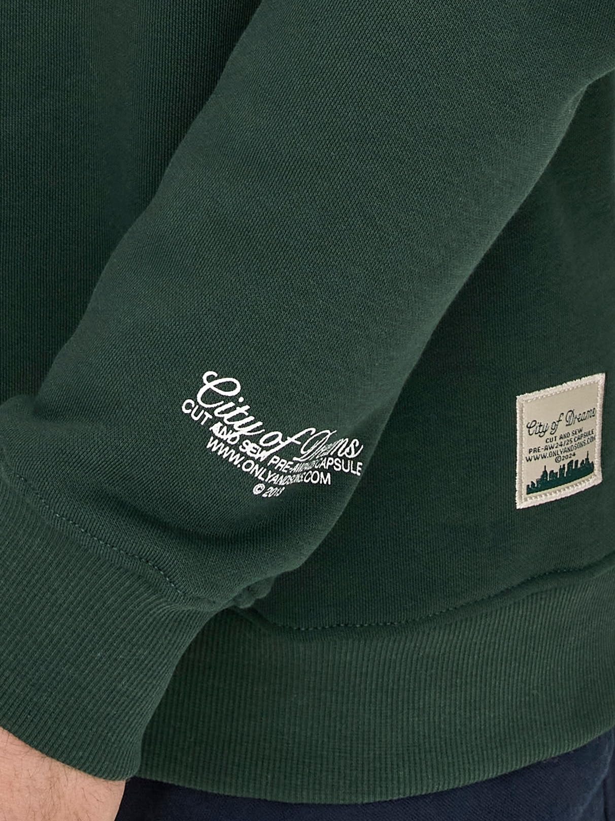 Only & Sons Pullover Uomo Zip Collo Alto Verde-4 Basic