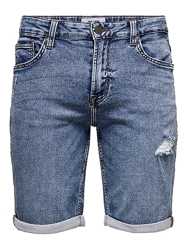 Only & Sons Pantaloncini Jeans Uomo Destroyed Cotone