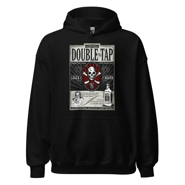 7.62 Design Double Tap felpa cappuccio uomo nera cotone 271 g