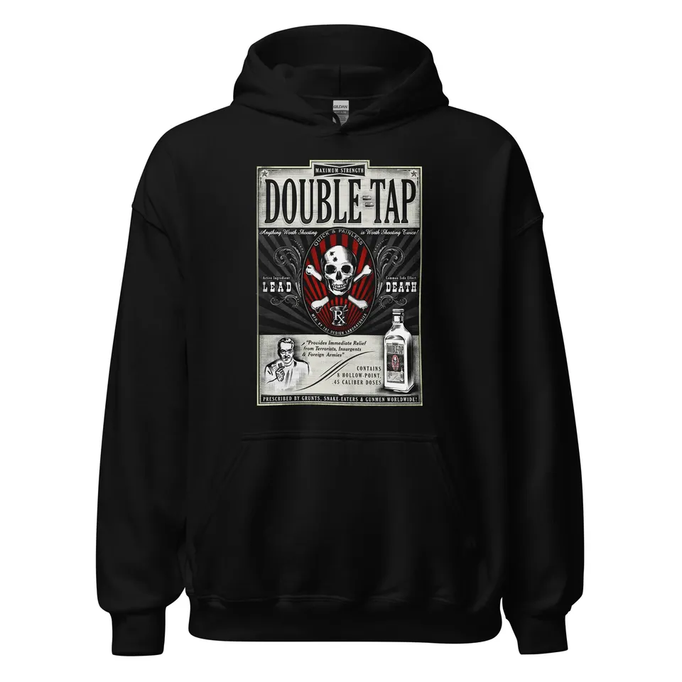 7.62 Design Double Tap felpa cappuccio uomo nera cotone 271 g