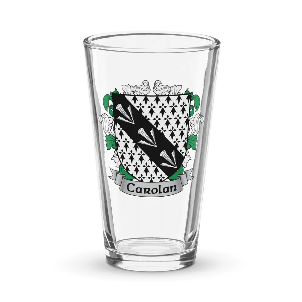 7.62 Design Carolan Bicchiere Pinta Vetro Irish Crest 16 oz