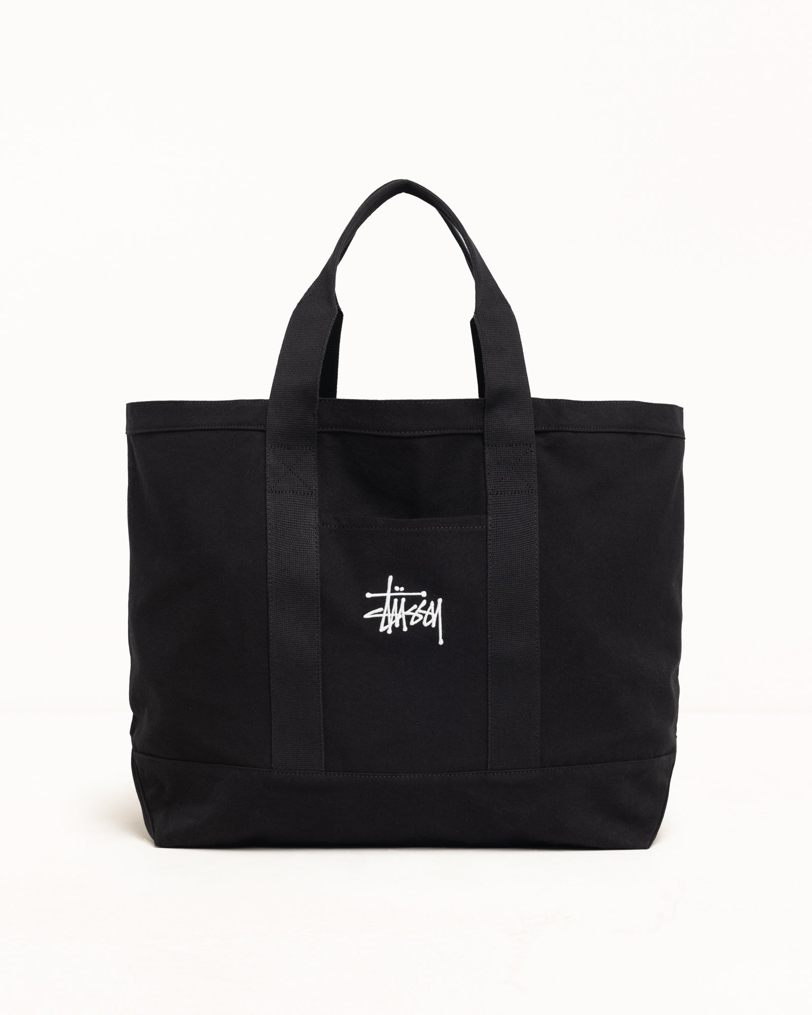 Stussy Canvas Extra Large Tote borsa Black cotone 50 cm