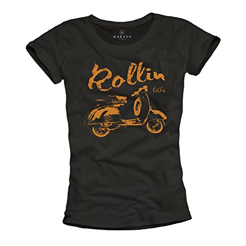MAKAYA Rollin 60's T-Shirt Donna Cotone Taglia L Hippie