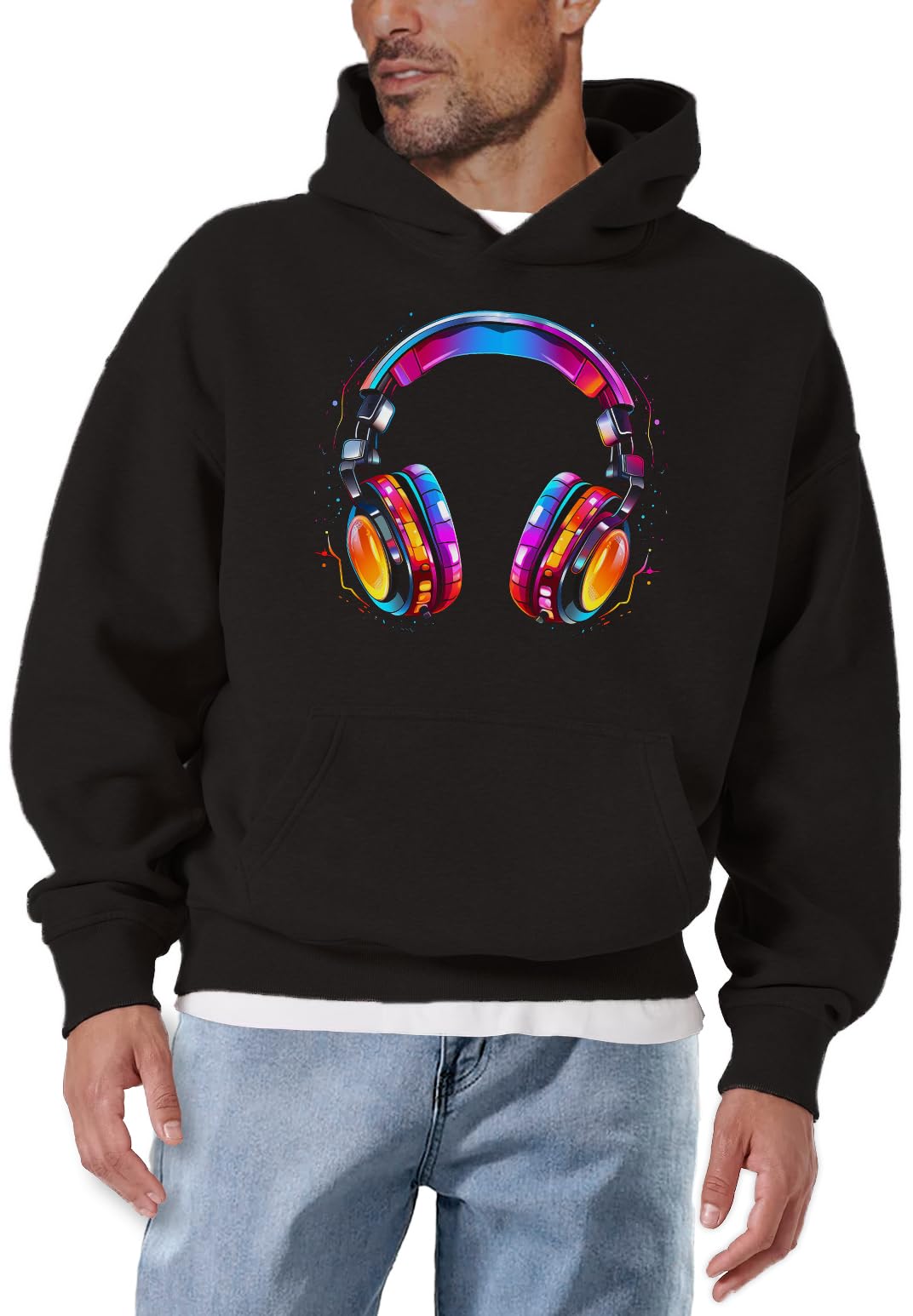 MAKAYA Cuffie Anni 80 90 felpa uomo cappuccio XXL cotone