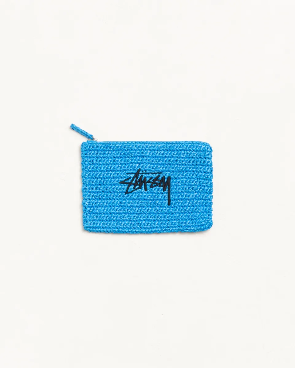 Stussy Woven Zip Pouch pochette Blue intrecciata