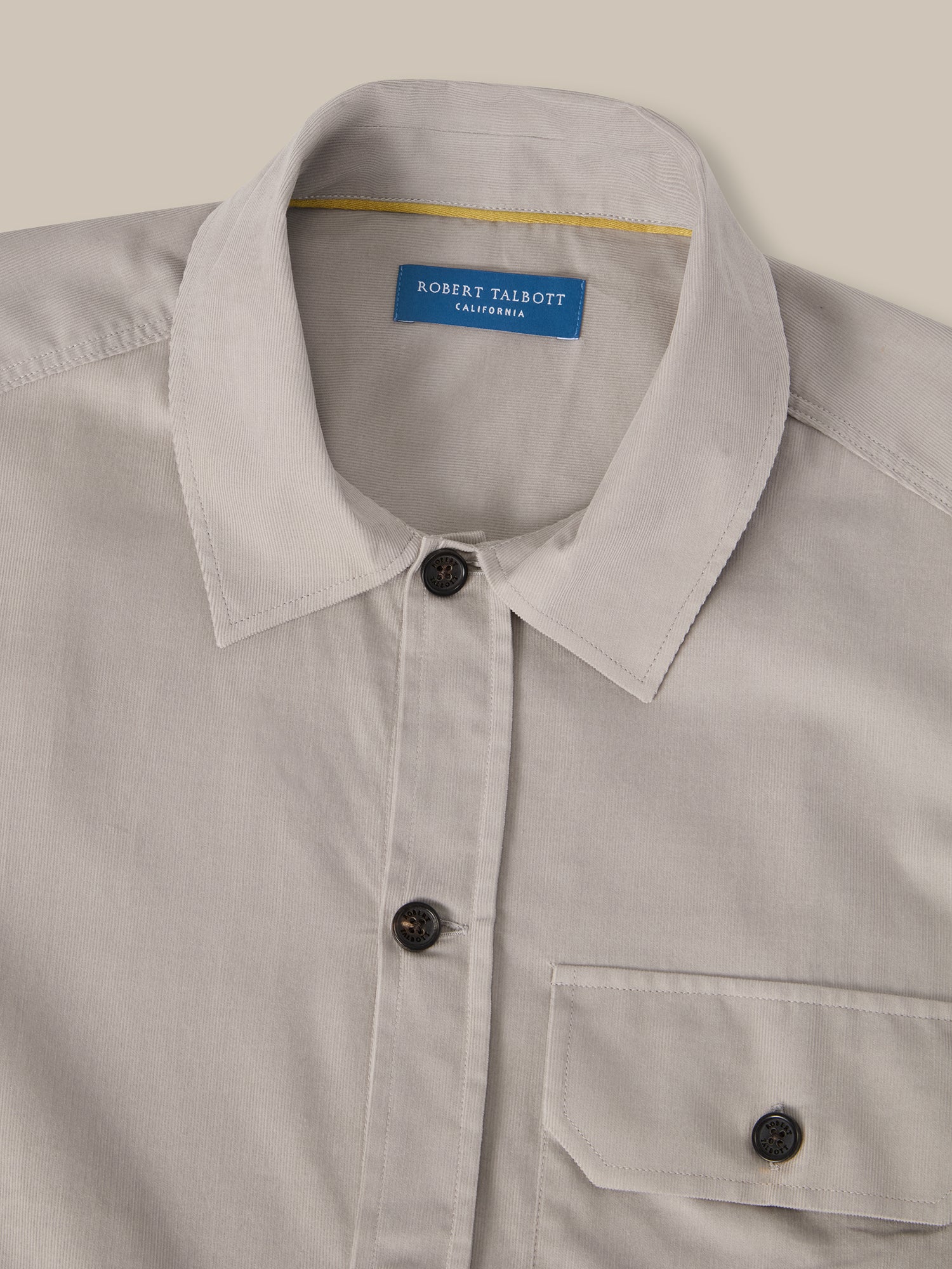 Robert Talbott Burton giacca camicia velluto grigio chiaro