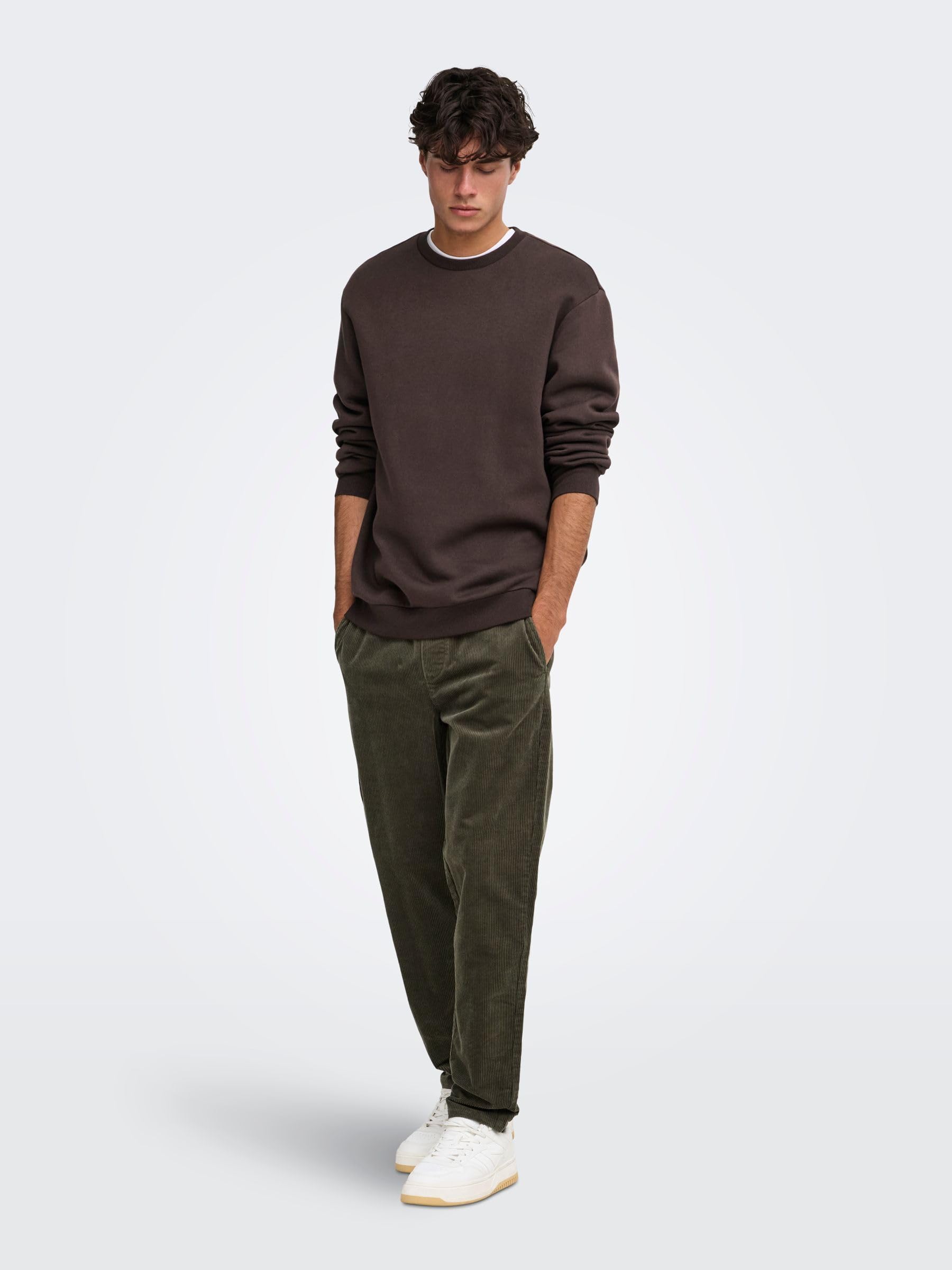 Only & Sons Onsceres felpa uomo Coffee Bean girocollo