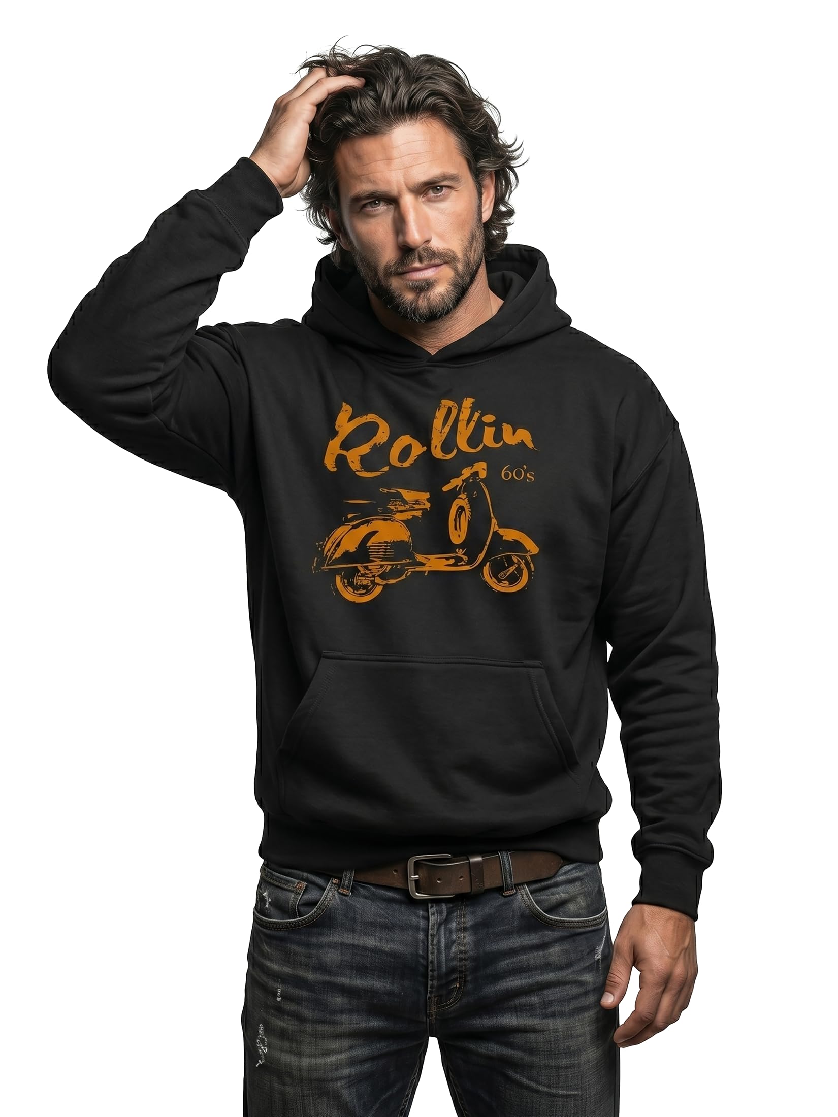 MAKAYA Felpa con cappuccio Rollin 60's nera 3XL