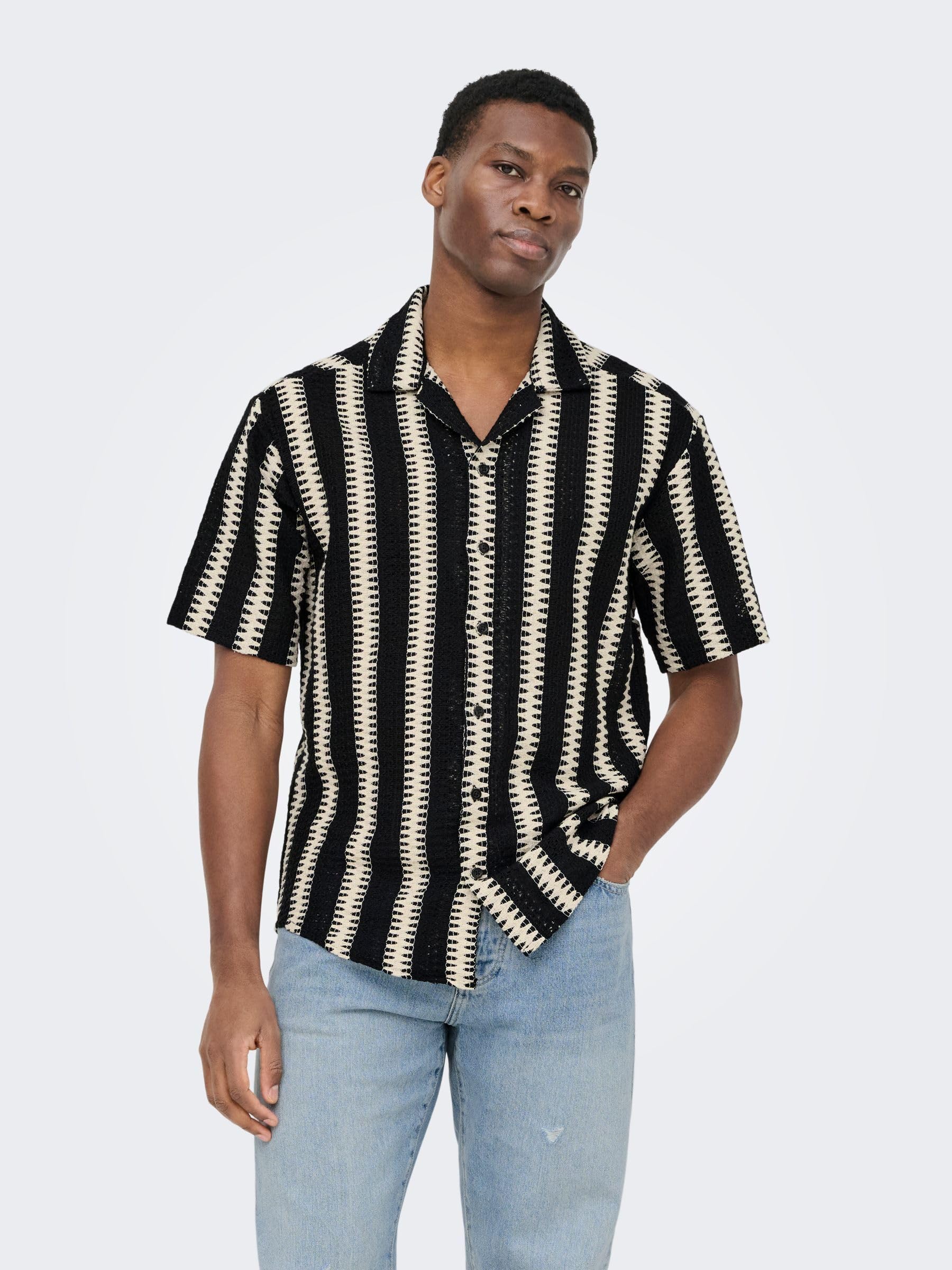 Only & Sons Onsdani Crochet Camicia Uomo XS Nero