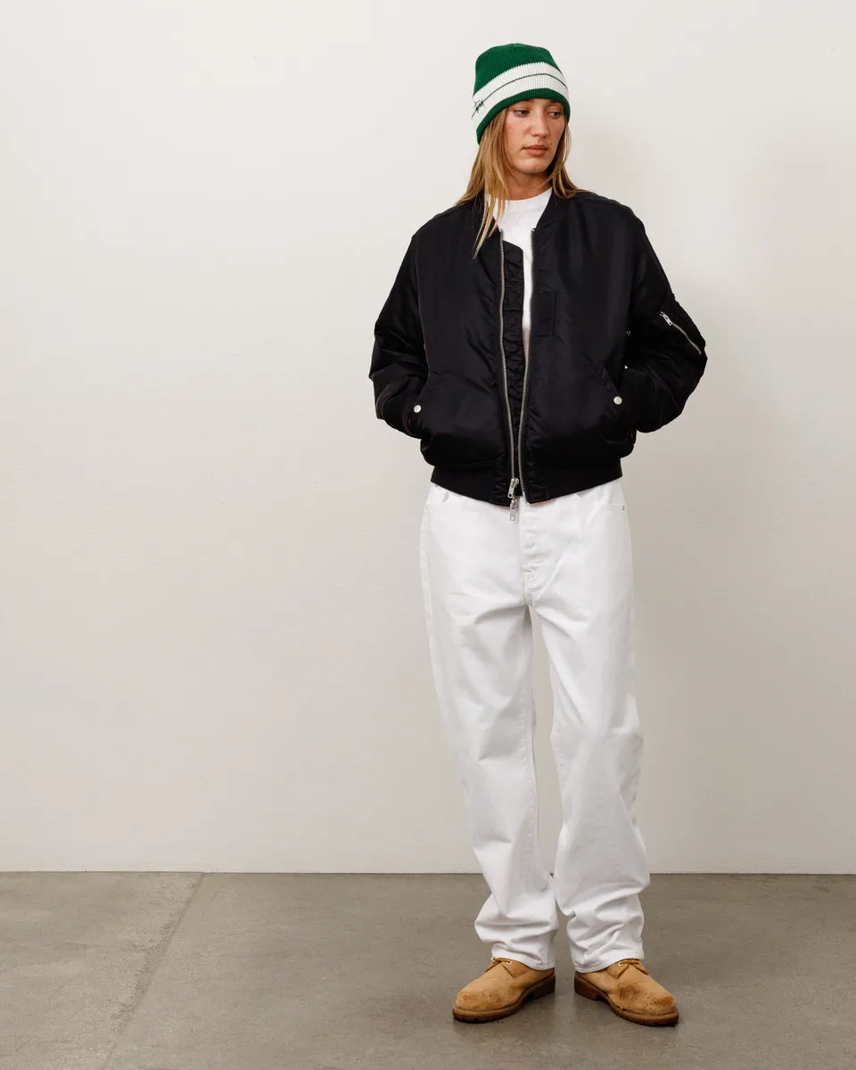 Stussy MA-1 Bomber Giubbotto Nero Nylon Imbottito