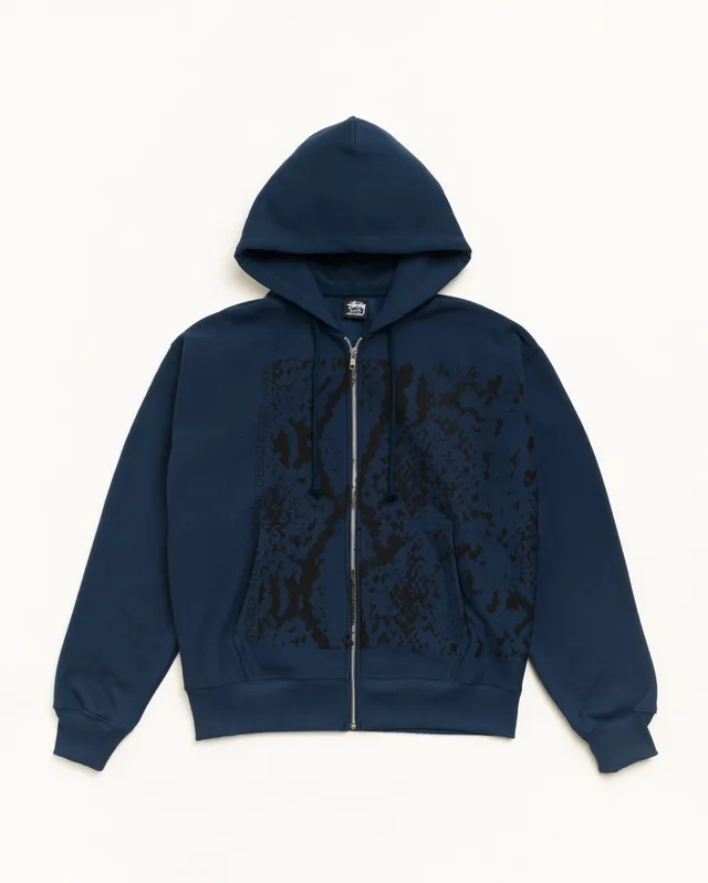Stussy Snakeskin Zip Hoodie felpa zip navy 430 gsm