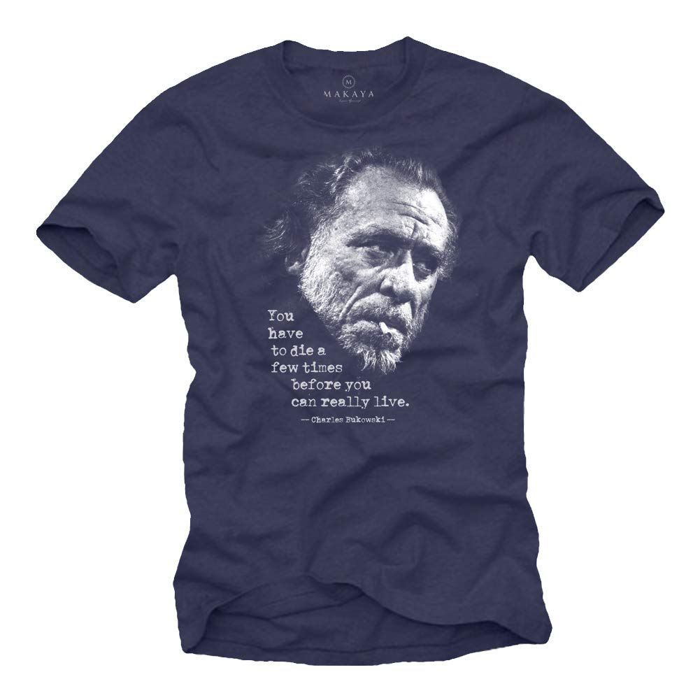 Makaya Bukowski T-Shirt Uomo Cotone Nera Maniche Corte
