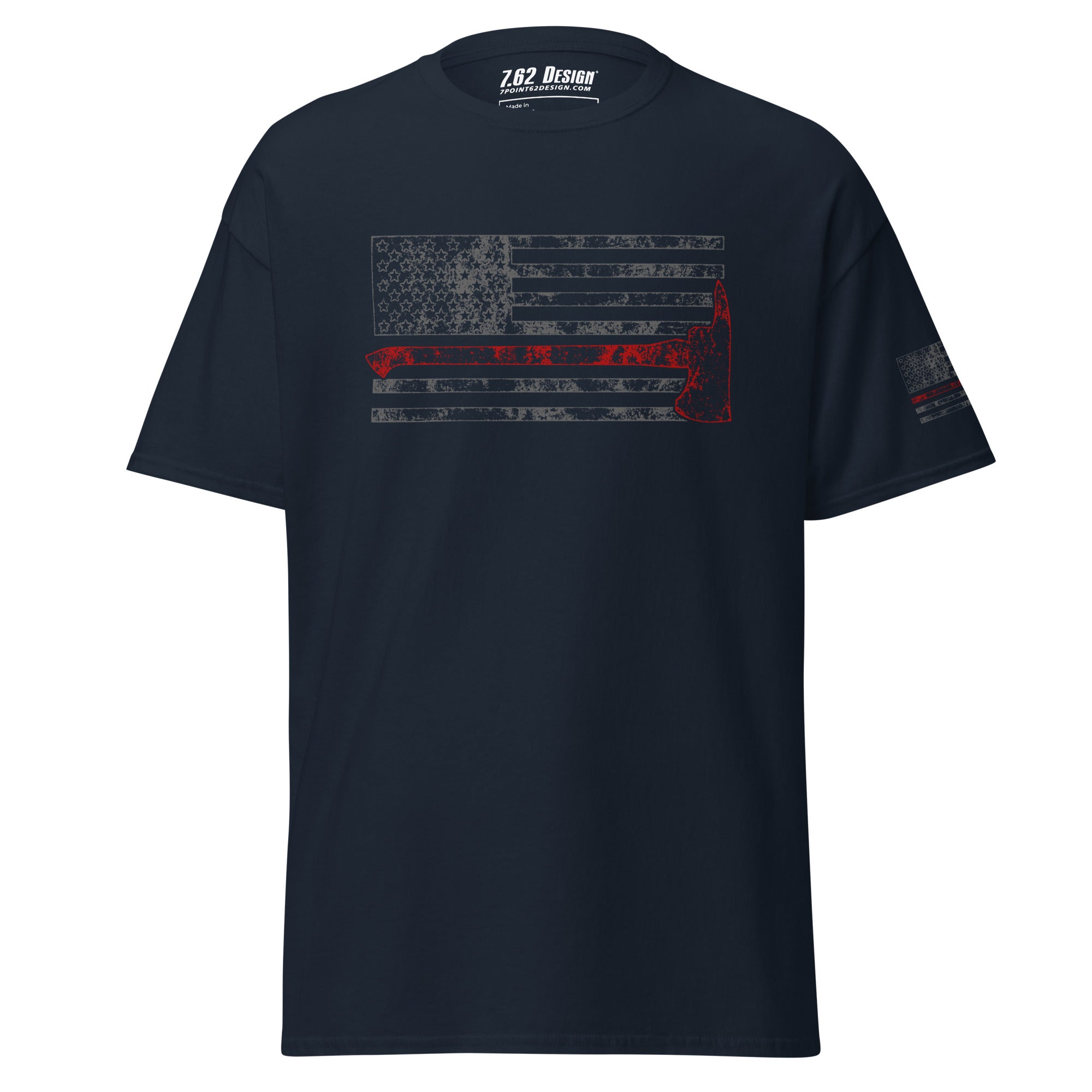 7.62 Design Firefighter Axe Redline Flag t-shirt uomo nera cotone