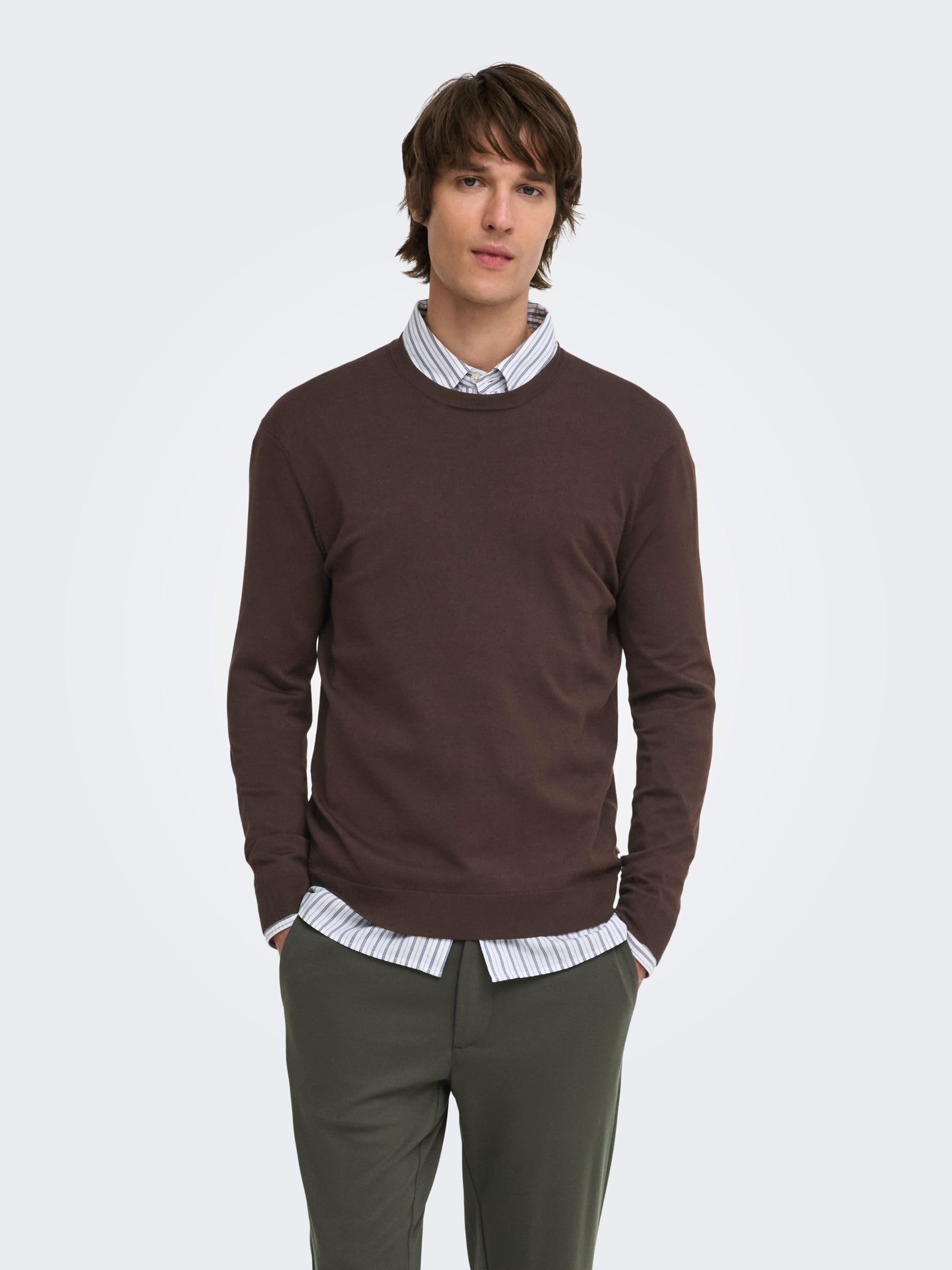 Only & Sons Onswyler Maglia Uomo S Caffè Girocollo