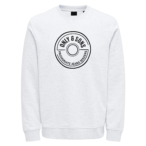 ONLY & SONS Regular Logo Crew maglione uomo bianco-nero cotone