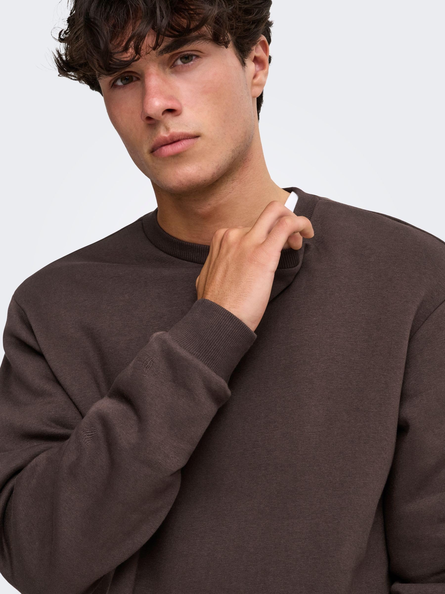 Only & Sons Onsceres felpa uomo Coffee Bean girocollo