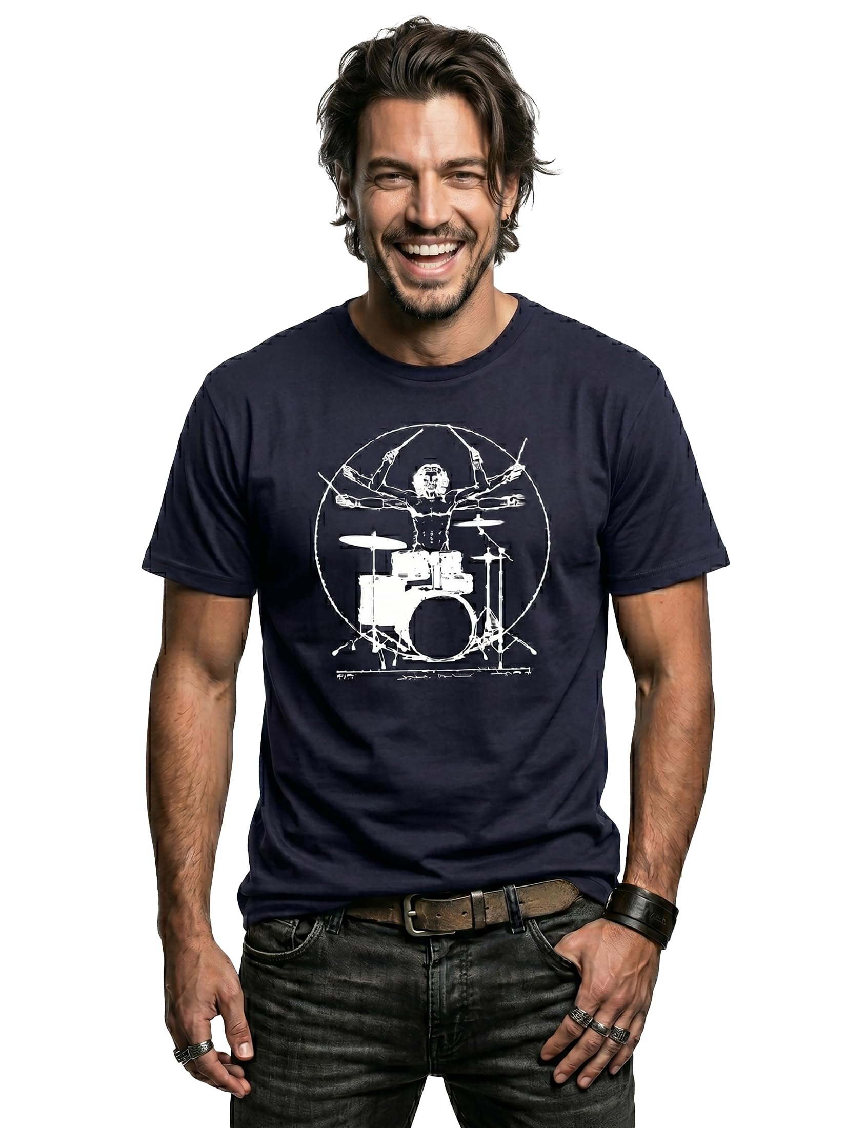 Makaya Drummer Batterista T-Shirt Uomo Cotone Manica Corta