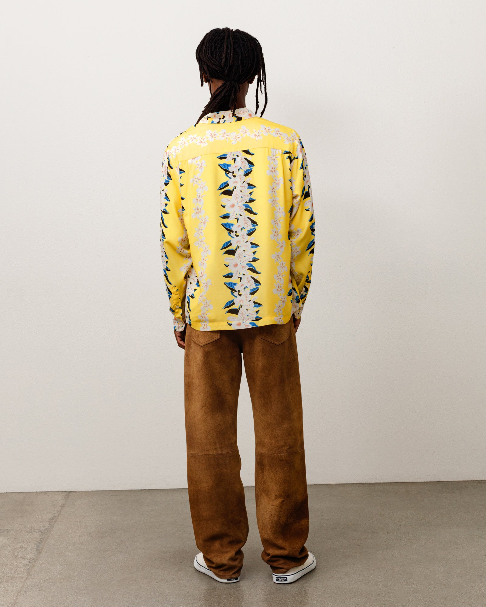 Stussy Hawaiian Floral Shirt camicia gialla viscosa