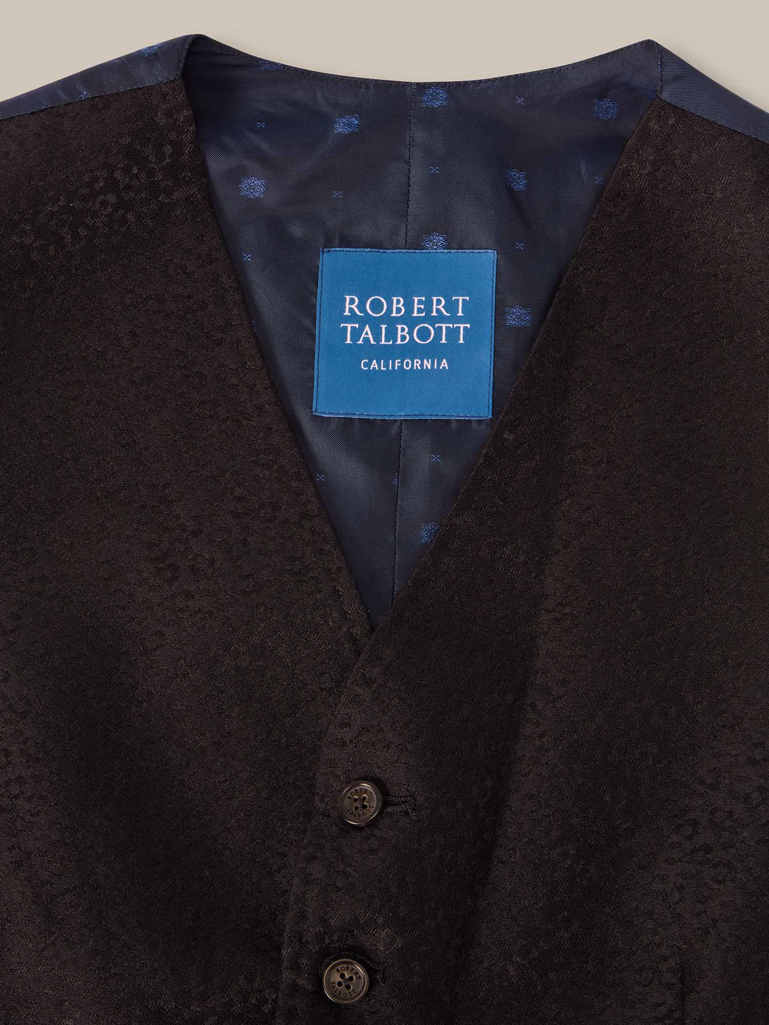 Robert Talbott Astaire gilet broccato lana seta nero 44