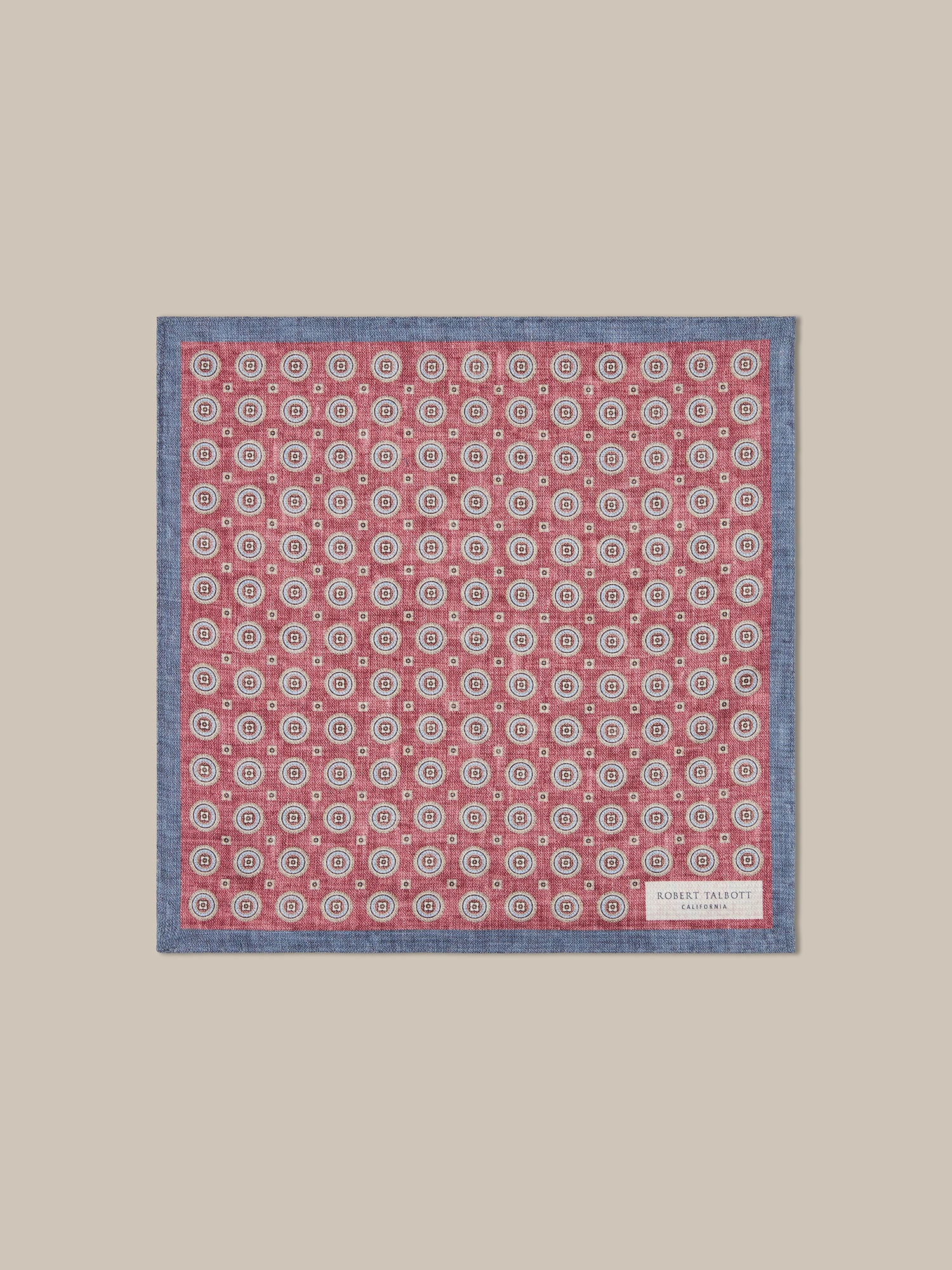 Robert Talbott Colton pochette seta rossa reversibile paisley