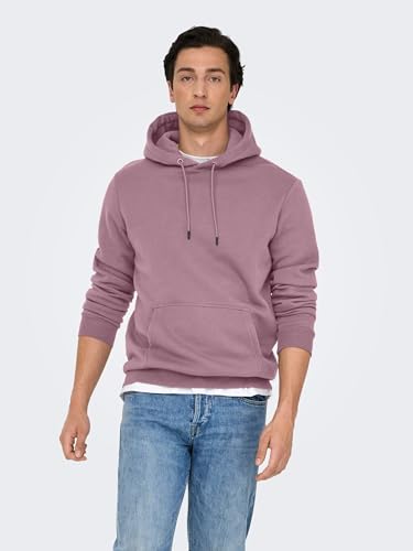 ONLY & SONS Onsceres Felpa con Cappuccio Uomo Twilight Mauve S