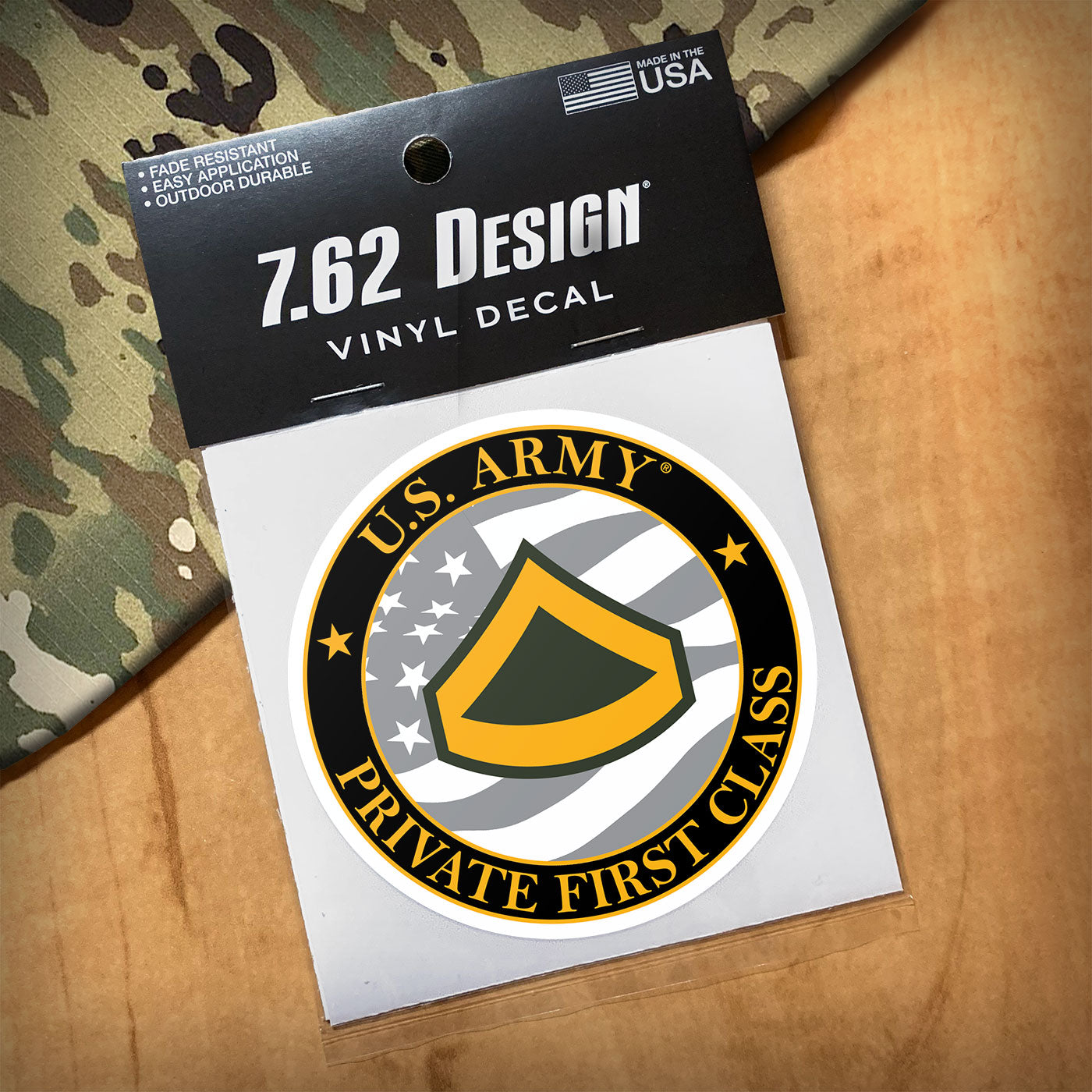 7.62 Design US Army E-3 Adesivo Auto 3.5" Private First Class