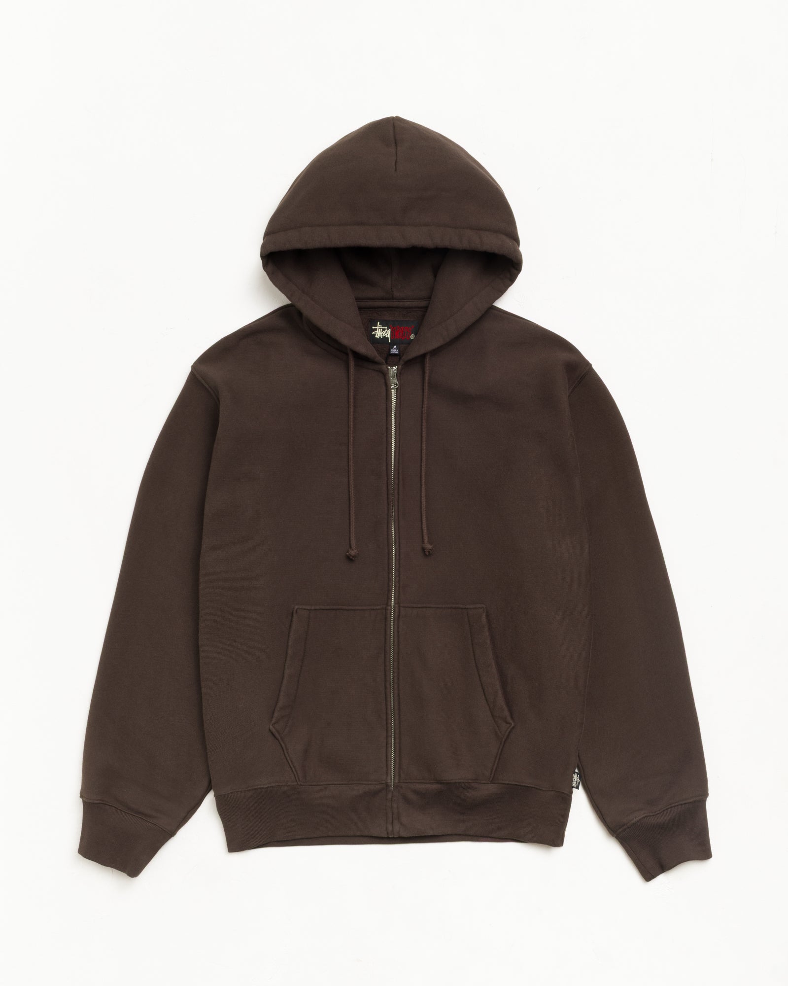 Stussy Fleece Zip Hoodie felpa marrone cotone