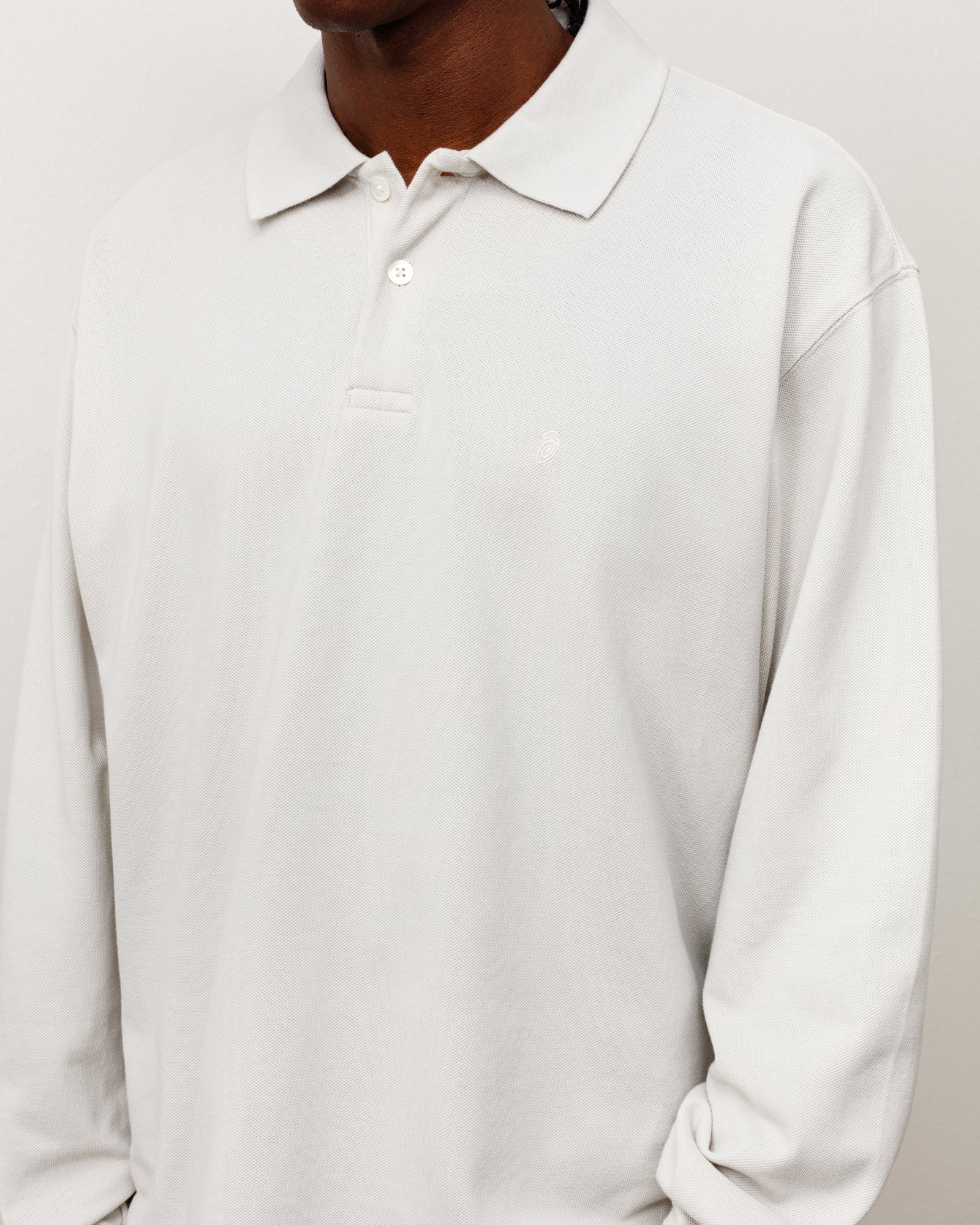 Stussy Classic Pique polo Bone manica lunga cotone