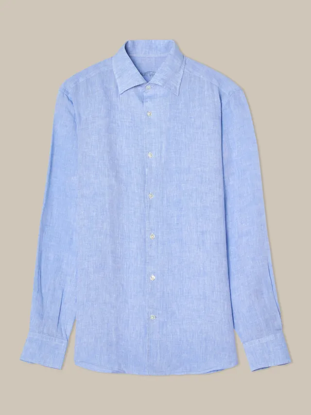 Robert Talbott Morgan Camicia Lino Blu L