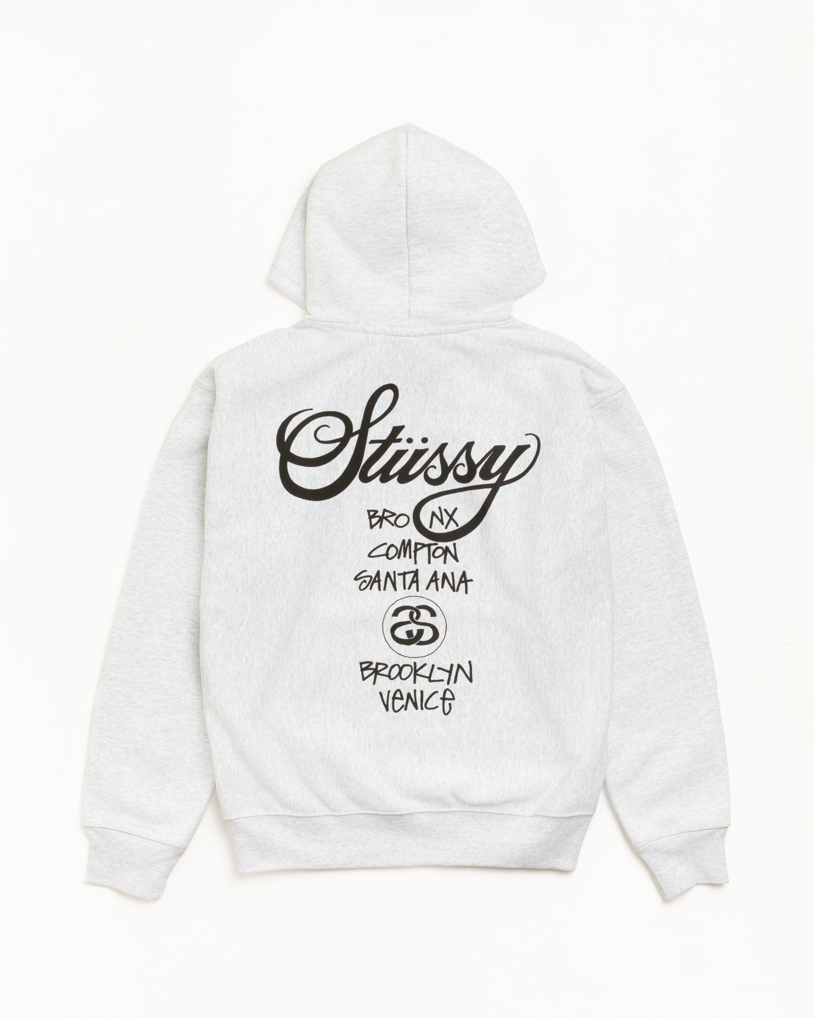 Stussy World Tour Hoodie felpa cappuccio grigia cotone