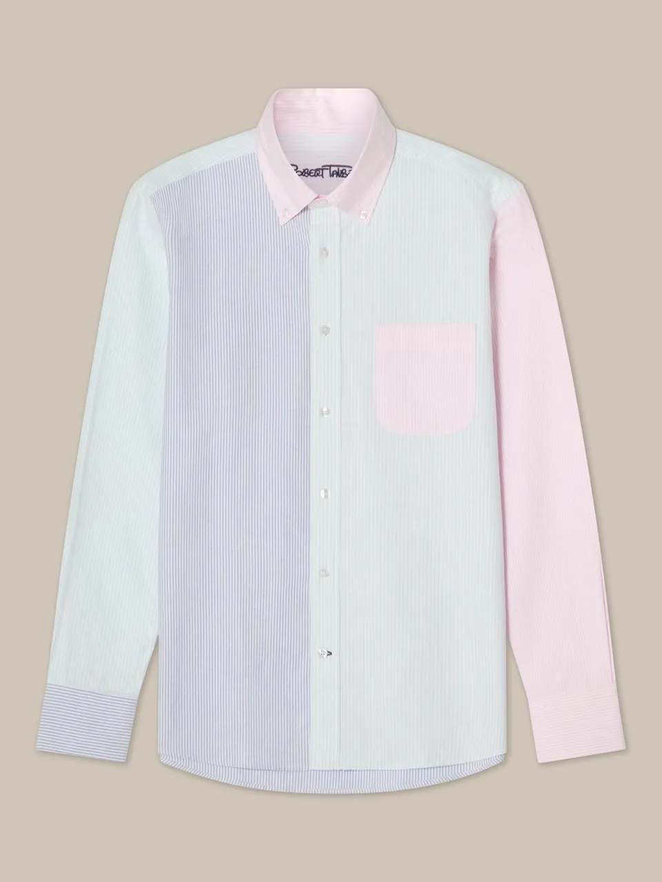Robert Talbott Harrison camicia Navy Aqua Pink M cotone