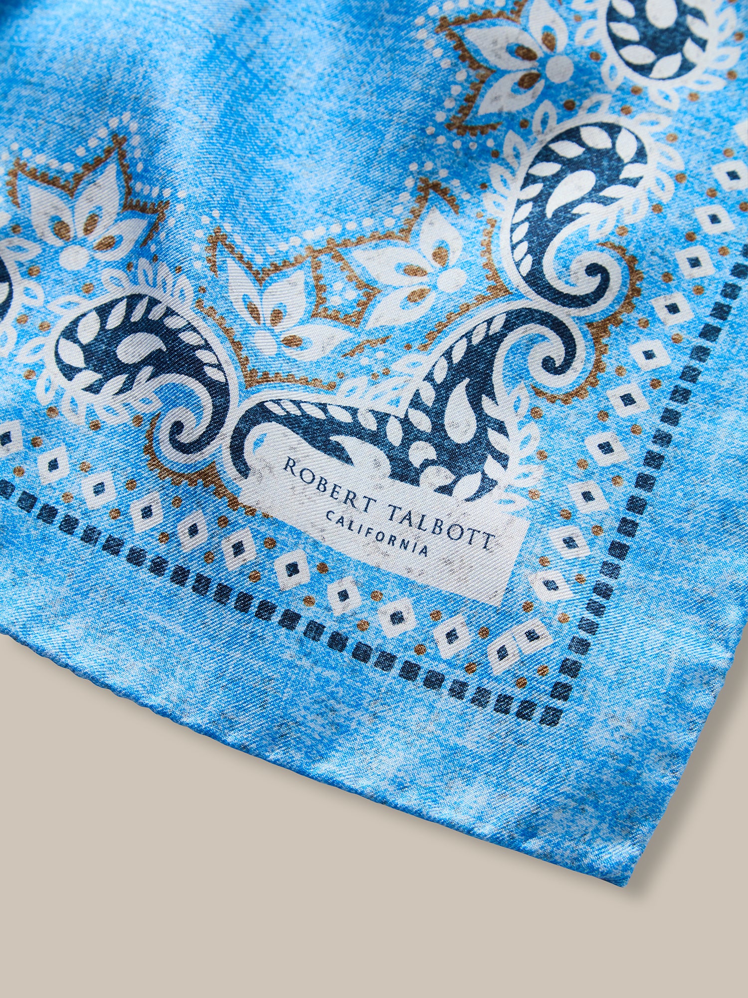 Robert Talbott Harmon foulard seta azzurro floreale reversibile