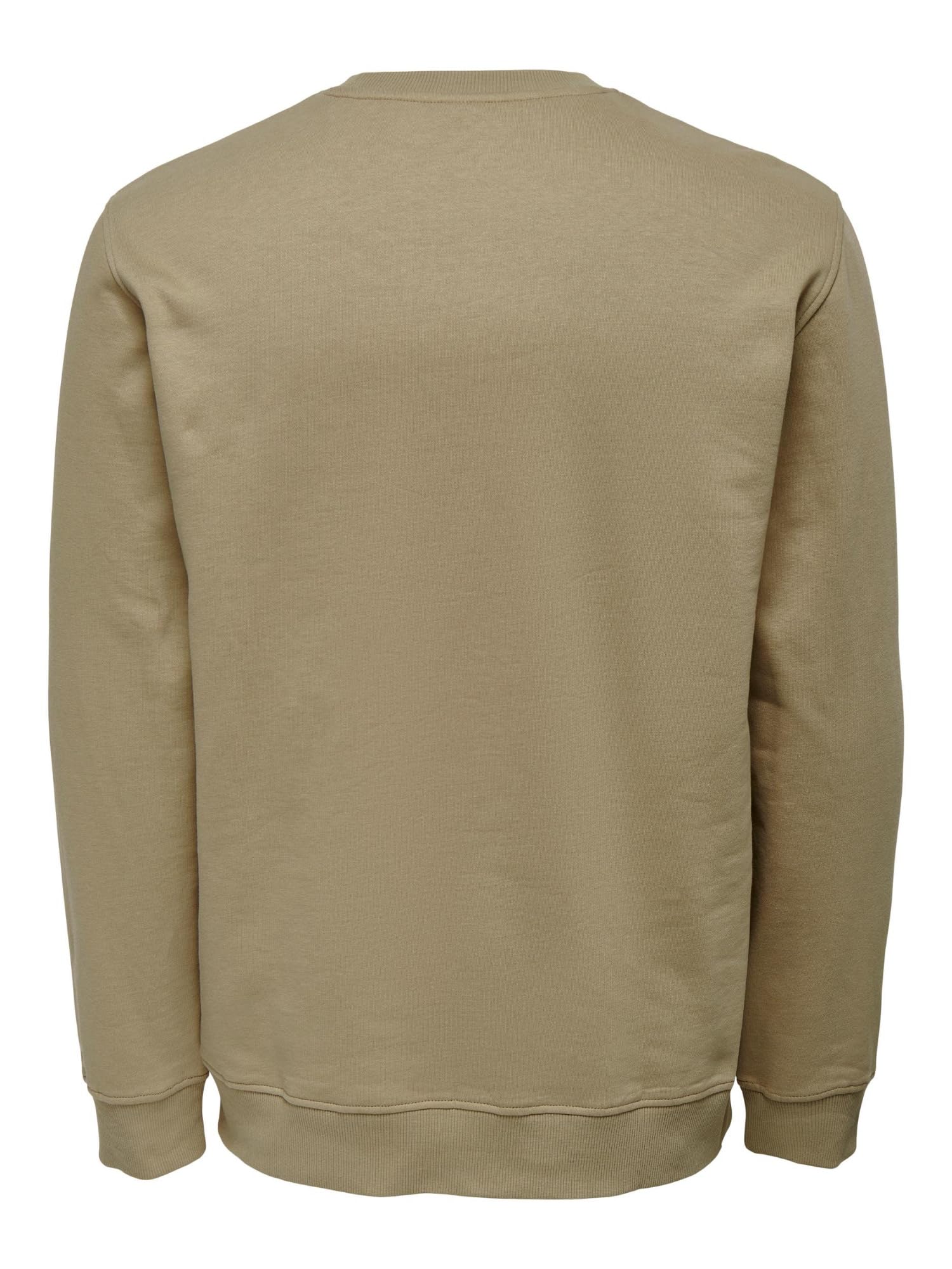 ONLY & SONS Regular Logo Crew maglione uomo beige-bianco cotone