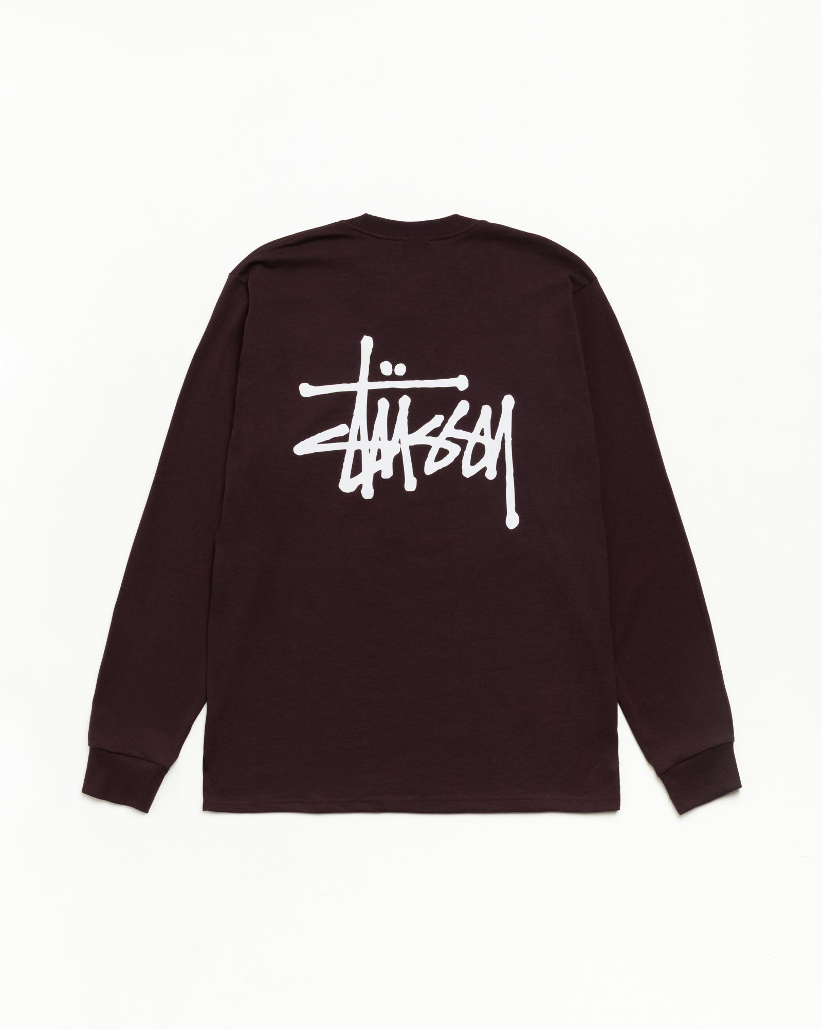 Stussy Basic LS Tee t-shirt Chocolate manica lunga