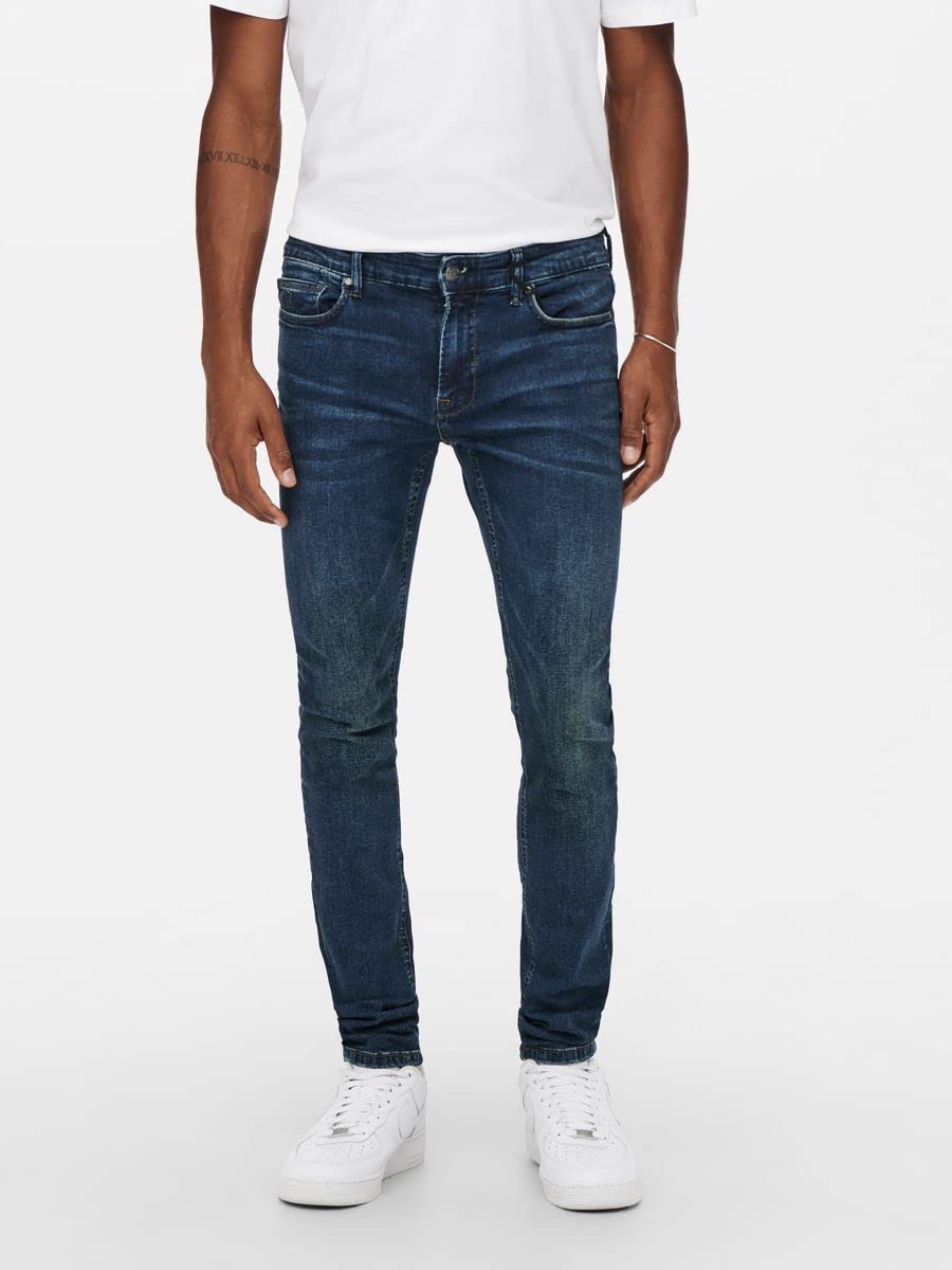 ONLY & SONS Jeans Uomo Slim Taglia 30 Blu Denim