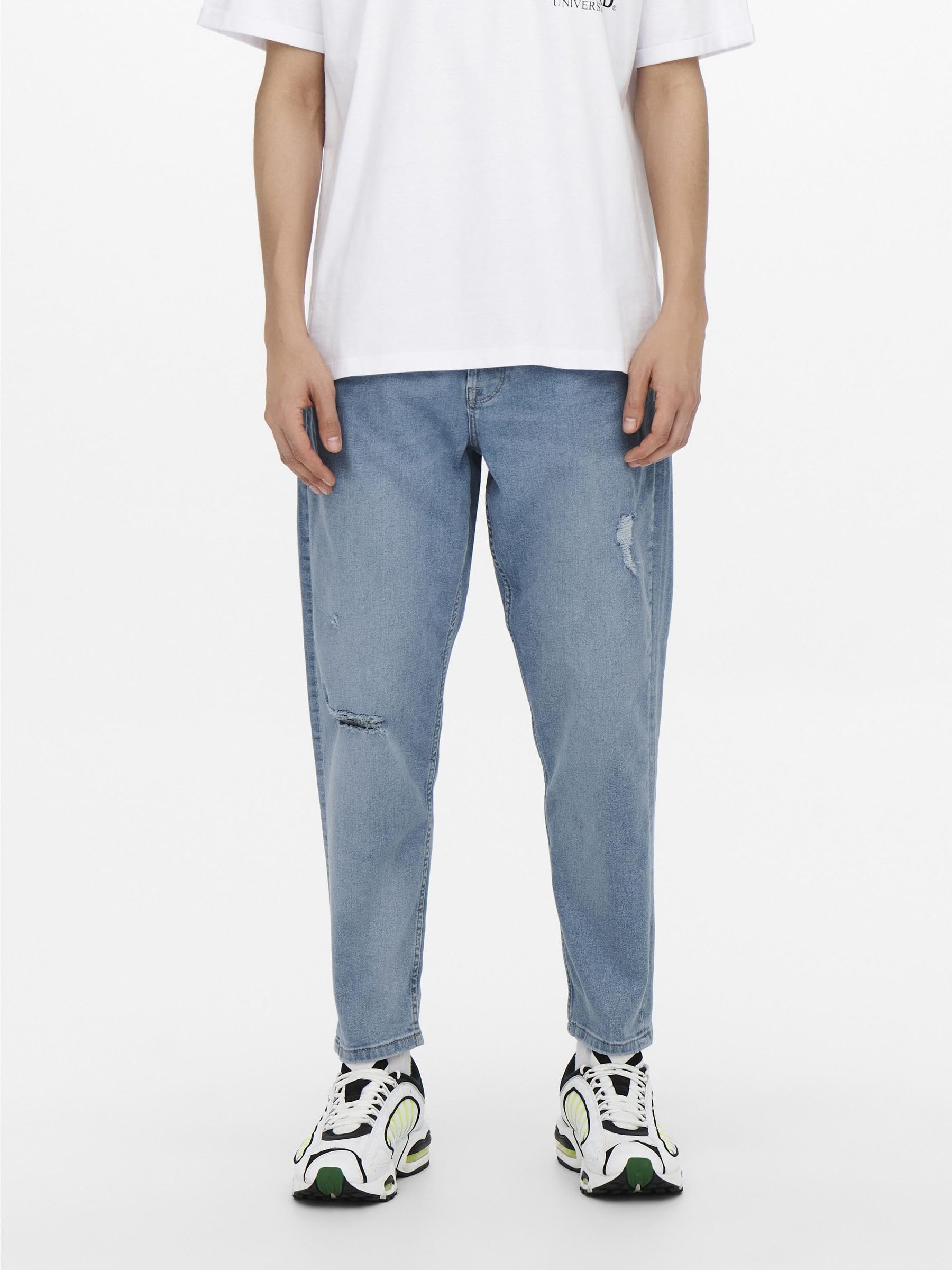 Only & Sons Avi Beam Crop jeans relaxed azzurro