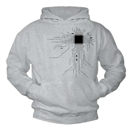 MAKAYA Gamer CPU felpa con cappuccio grigia S in cotone