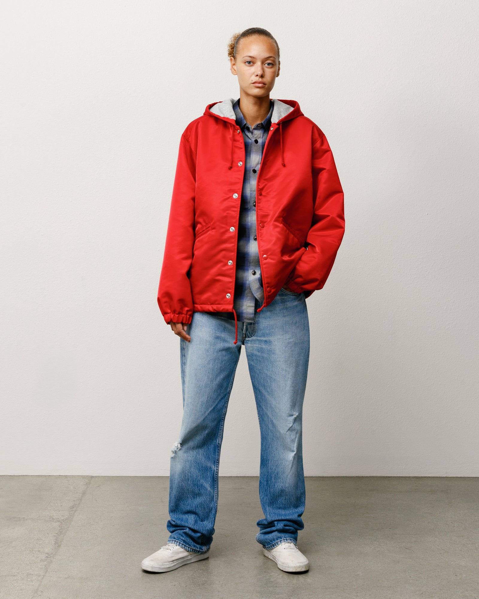 Stussy Hooded Coaches Jacket giacca nylon Red